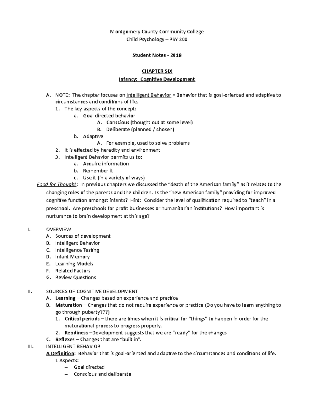 PSY 200 - Chapter 6 Notes on Infancy and Cognitive Development - Studocu