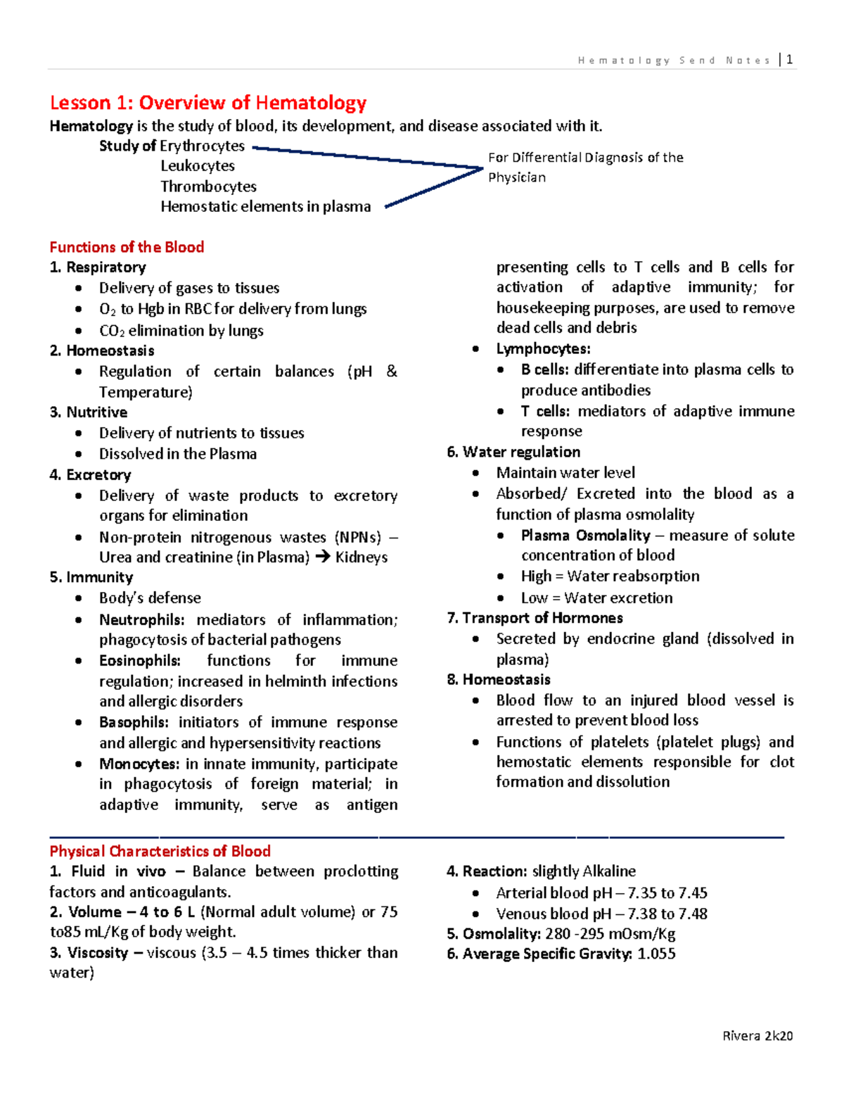 Overview of hematology - Medical Technology - Studocu