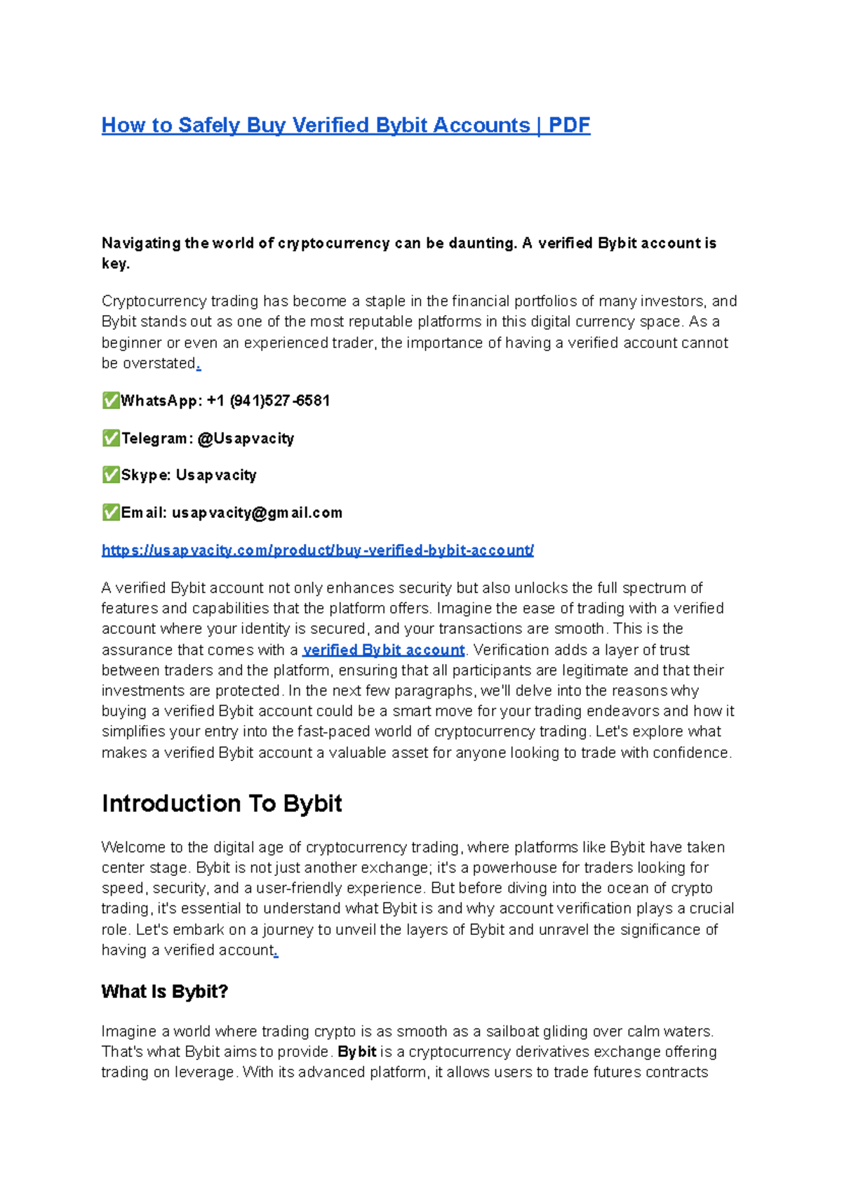 How to Safely Buy Verified Bybit Accounts PDF - A verified Bybit ...