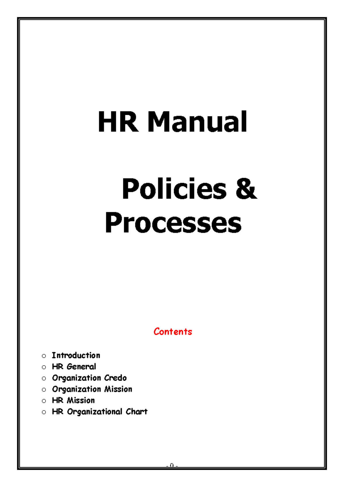 HR Manual Policies and Processhr policy and process - HR Manual ...