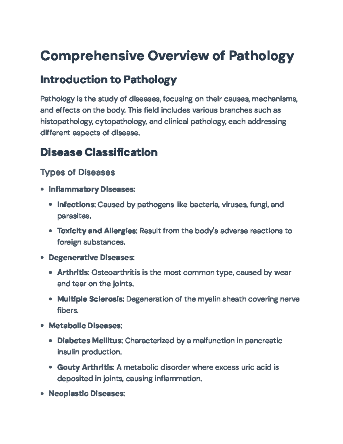 Pathology Overview: Disease Classification and Diagnostic Techniques ...