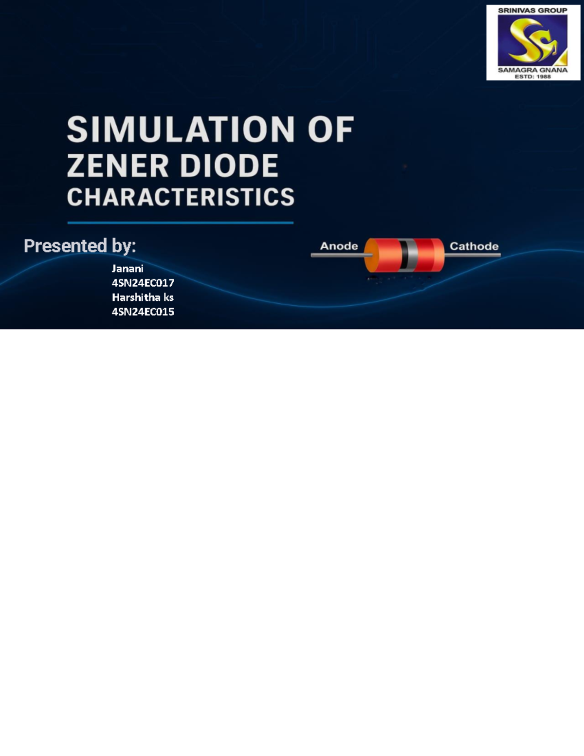 4SN24EC017 Zener Diode Characteristics Simulation and Analysis - Studocu
