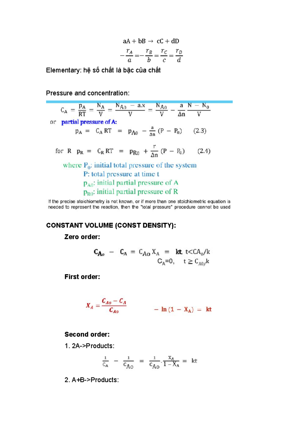 KTPU MID: Reaction Orders and Arrhenius Law Notes - Studocu