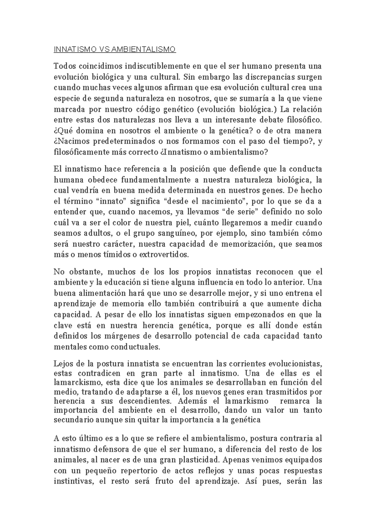 Innatismo vs Ambientalismo: Un Debate Filosófico sobre la Naturaleza ...