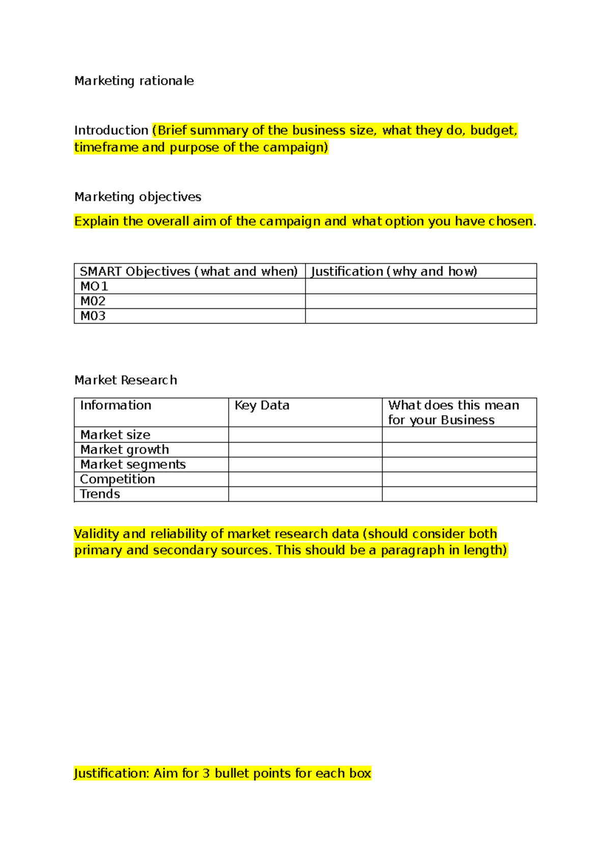Activity 1 The marketing rationale - Marketing rationale Introduction ...