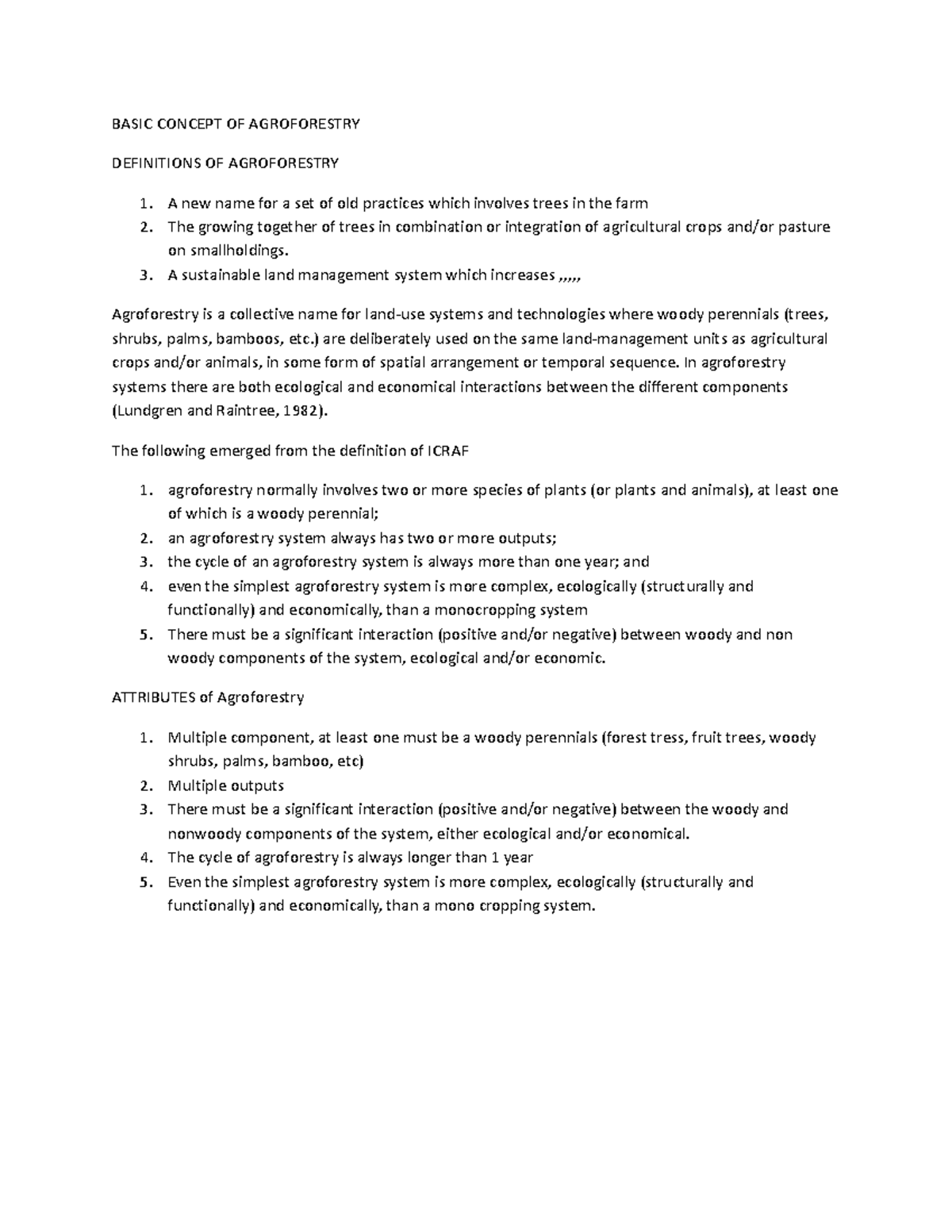 Agroforestry 100 - Comprehensive Class Notes on Agroforestry Concepts ...