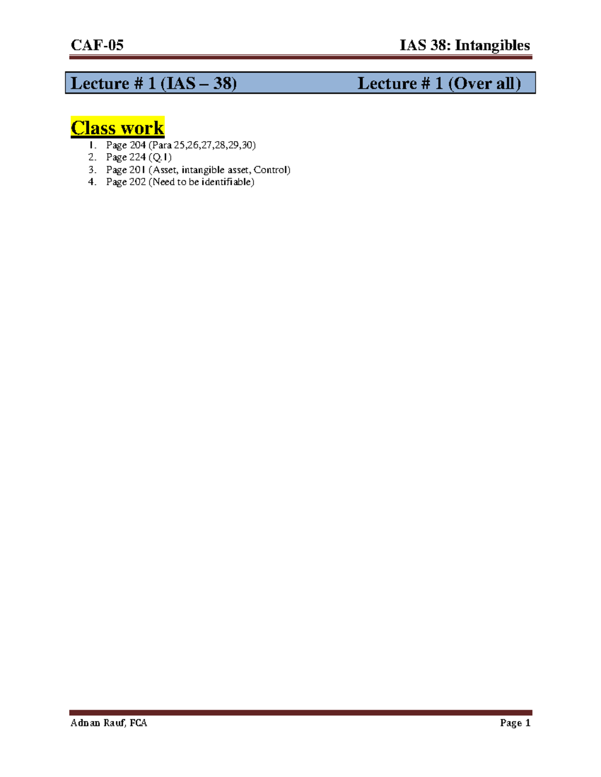 Lecture Notes on IAS 38 & IFRS 16 (FAR-2) - September 2023 - Studocu