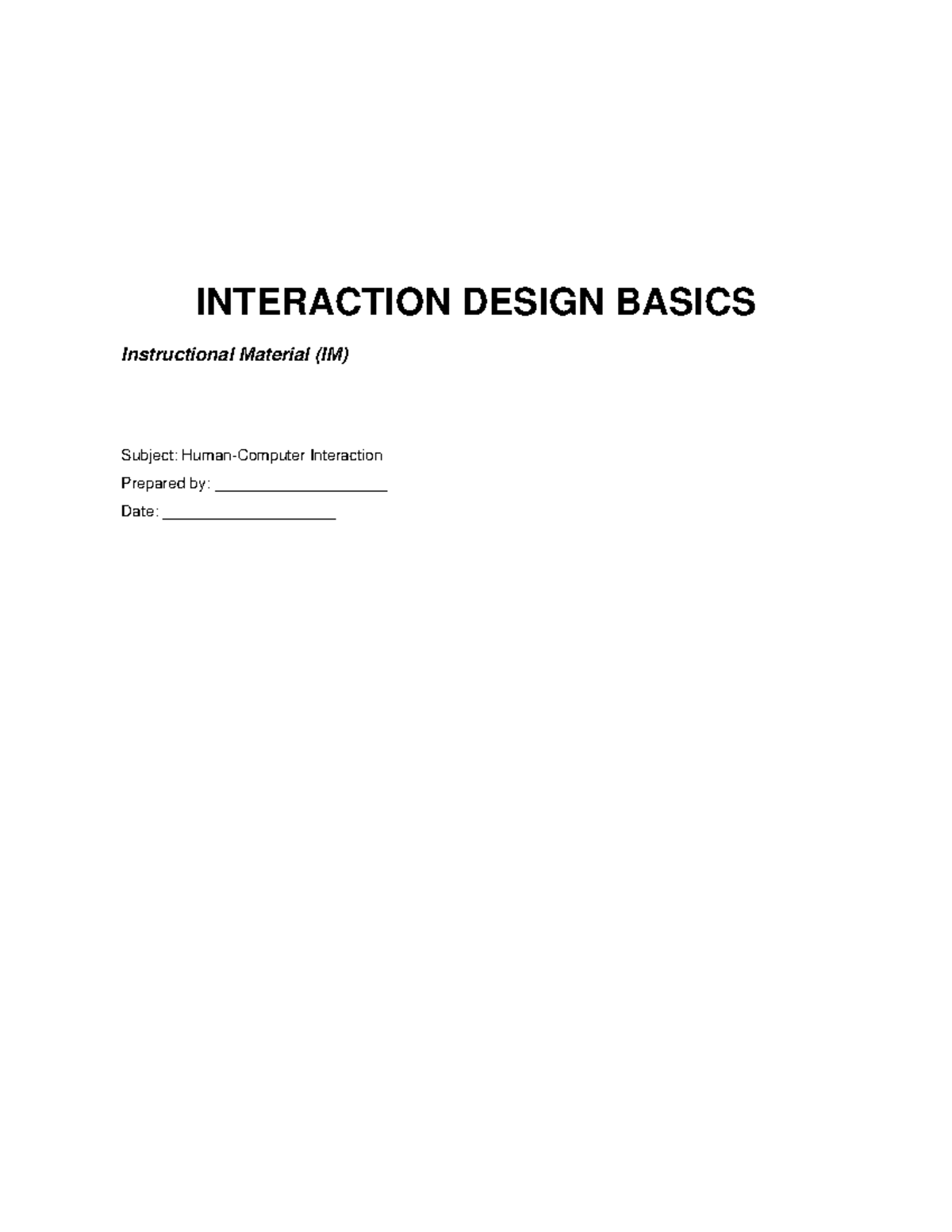 IM 101: Basics of Interaction Design - Instructional Material - Studocu