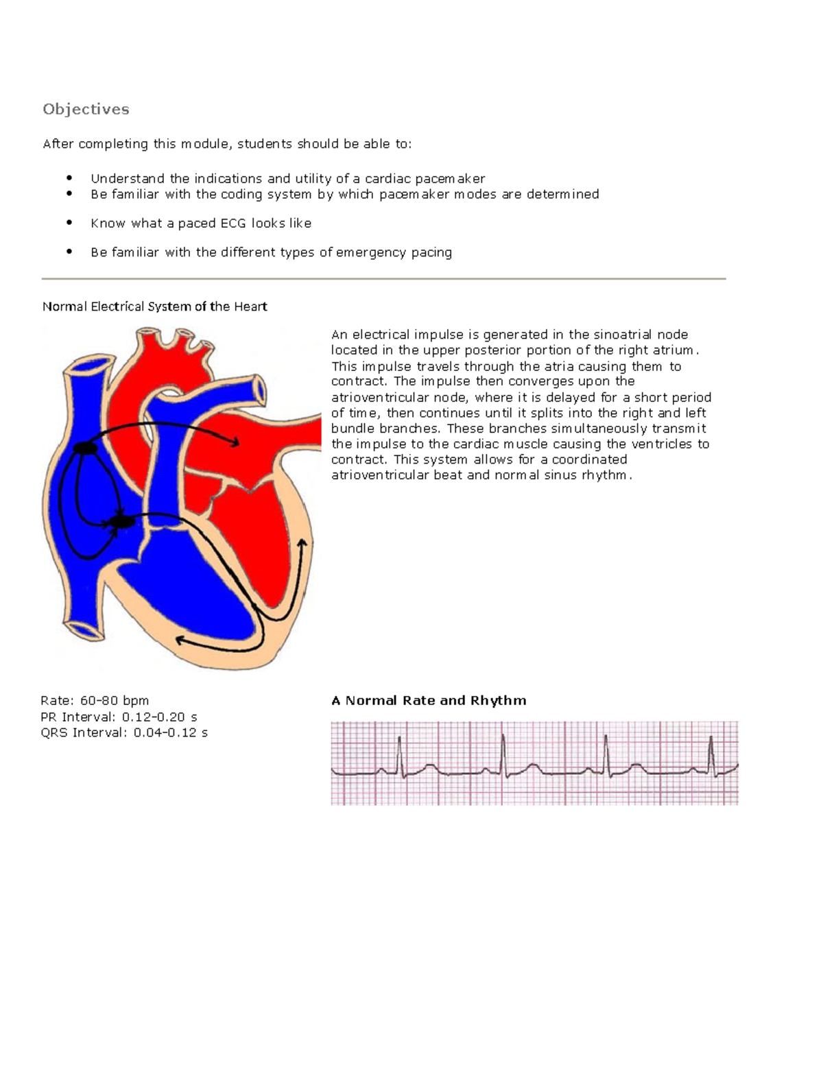 Pacemakers (W) - Module Objectives and Key Concepts - Studocu