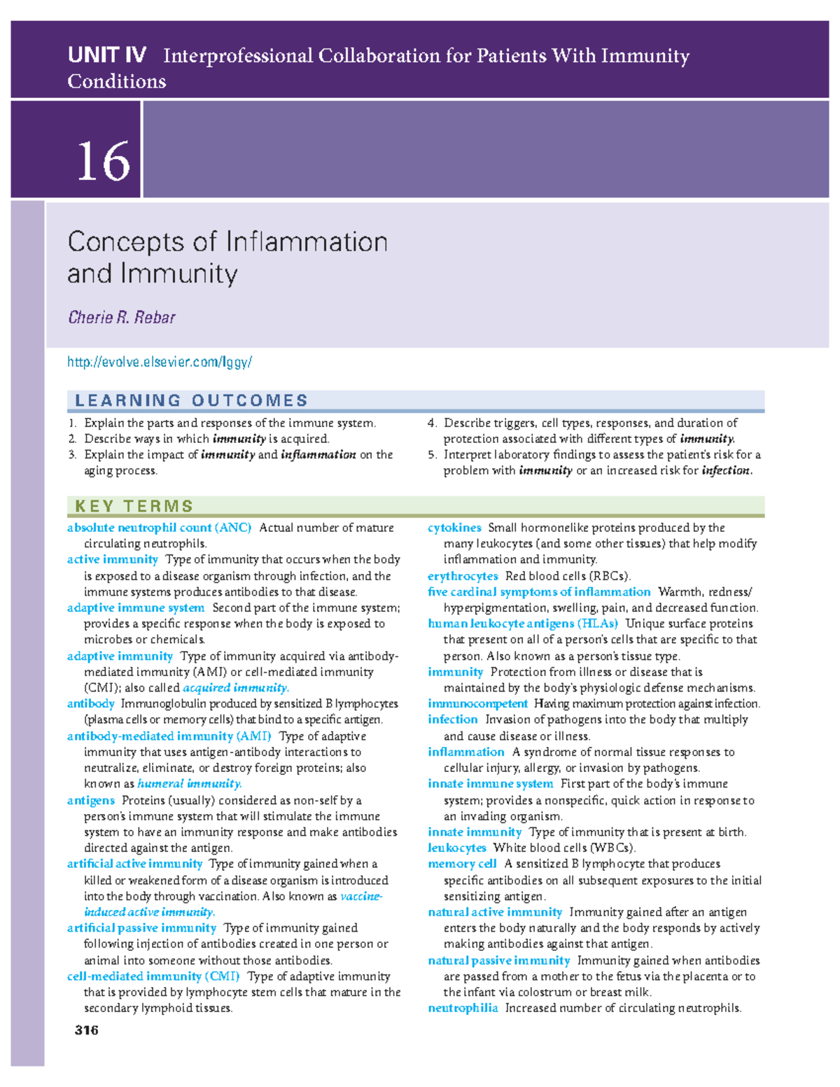 CH 16 - NUR205 FINAL EXAM: Concepts of Inflammation and Immunity - Studocu