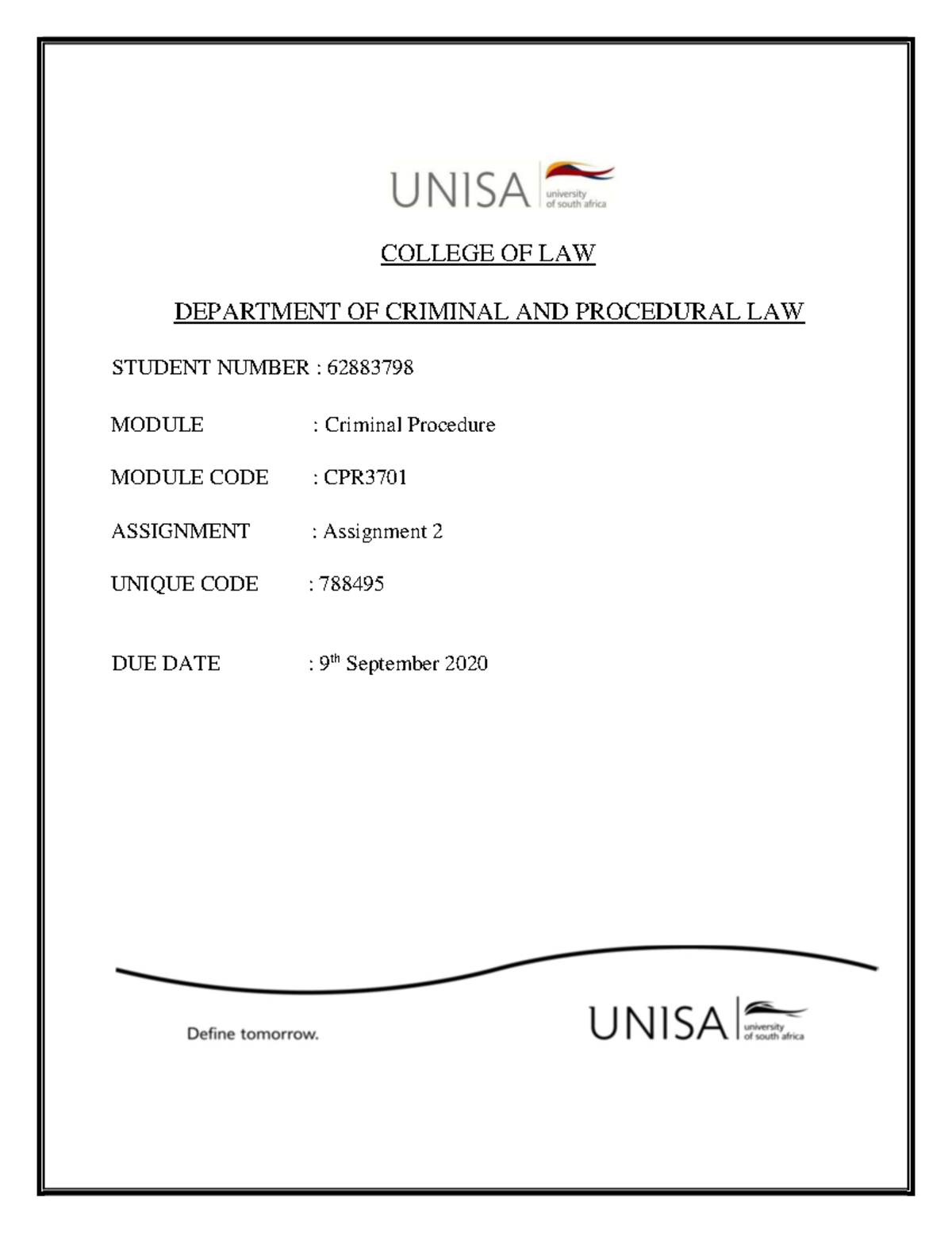 CPR3701 Assignment 2: Detailed Analysis of Criminal Procedure - Studocu
