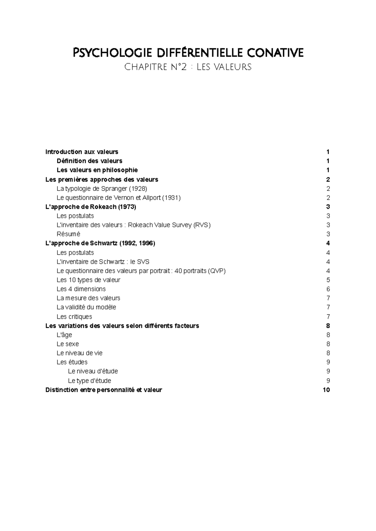 Psychologie différentielle conative - Chapitre 2 : Les valeurs et leurs ...