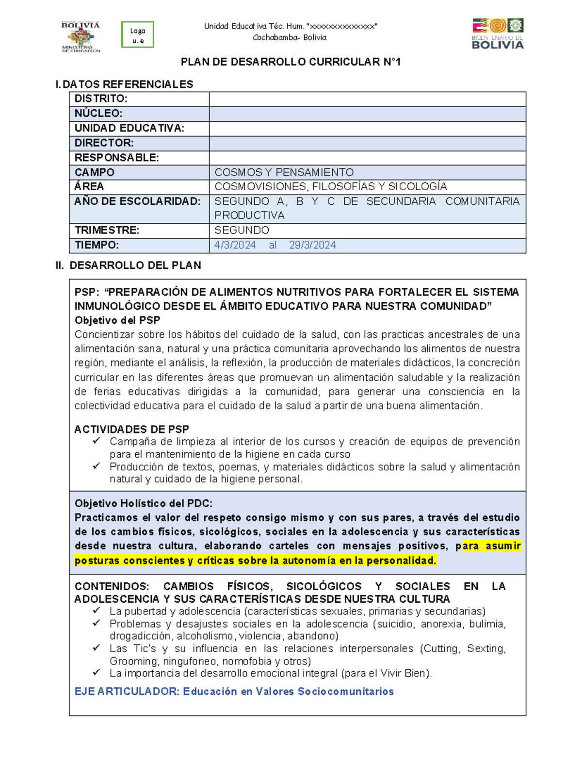 2DO Psico PDC - Plan de Desarrollo Curricular 3er Trimestre - Studocu