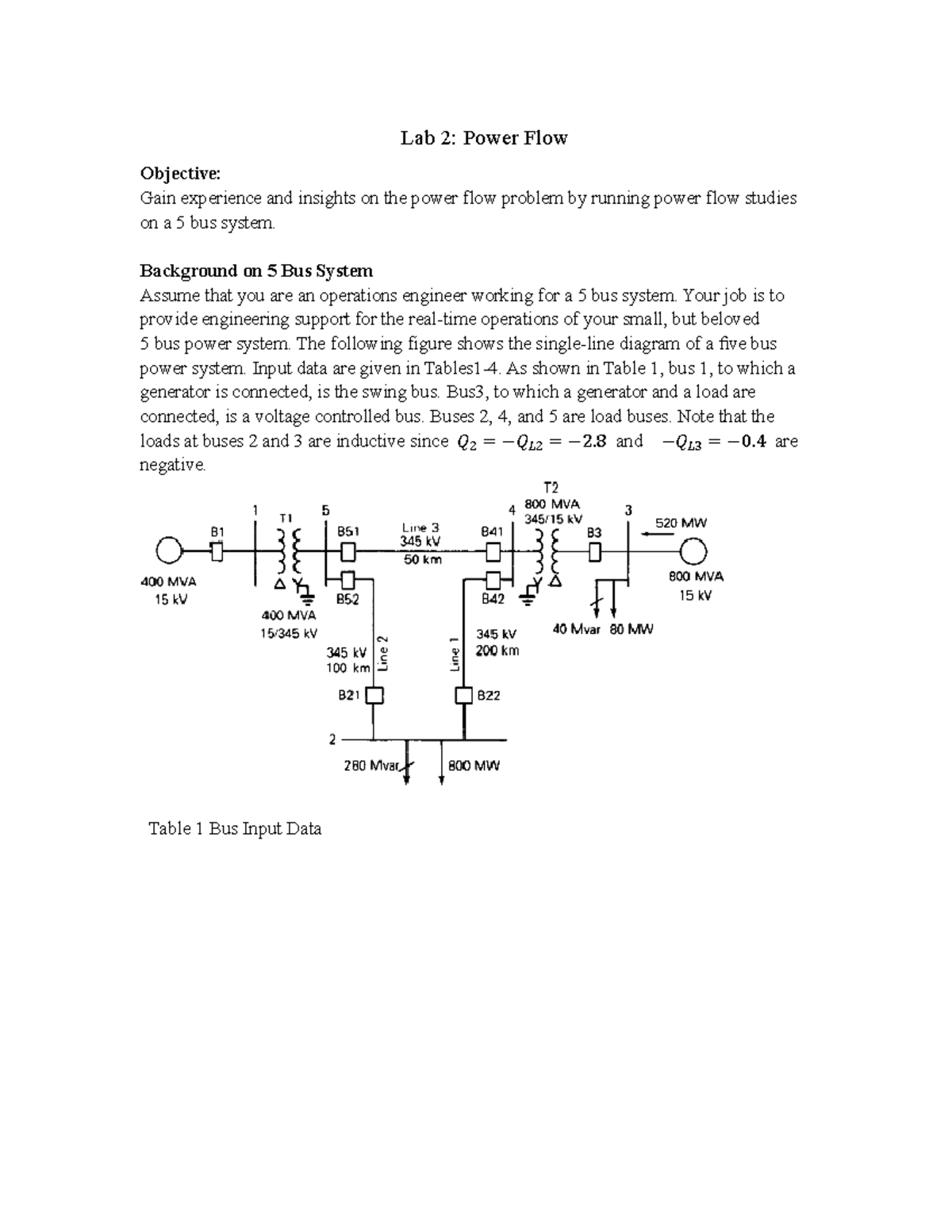 Lab 2: Power Flow Analysis on 5 Bus System with Results - Studocu