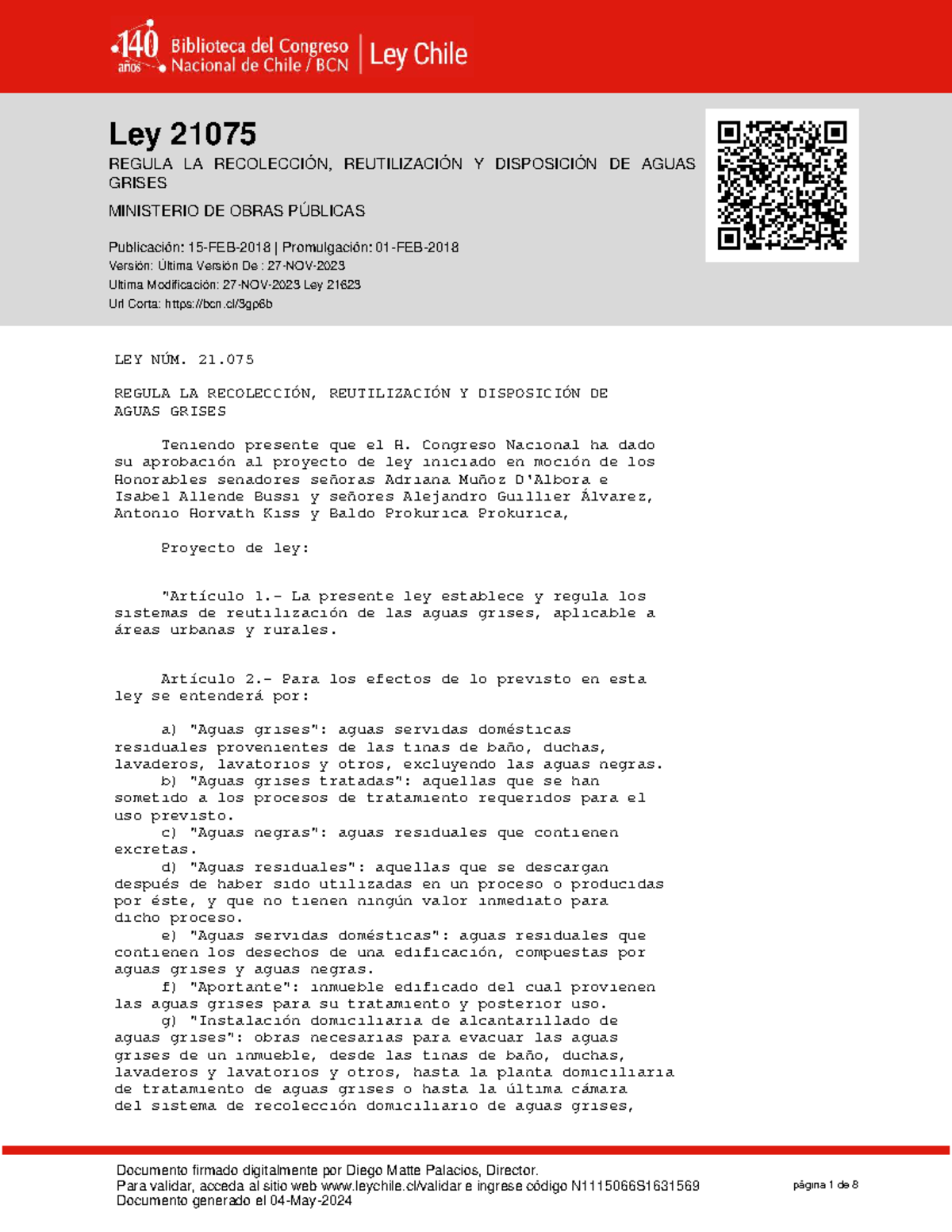 Ley 21075: Regulación de Recolección y Reutilización de Aguas Grises ...