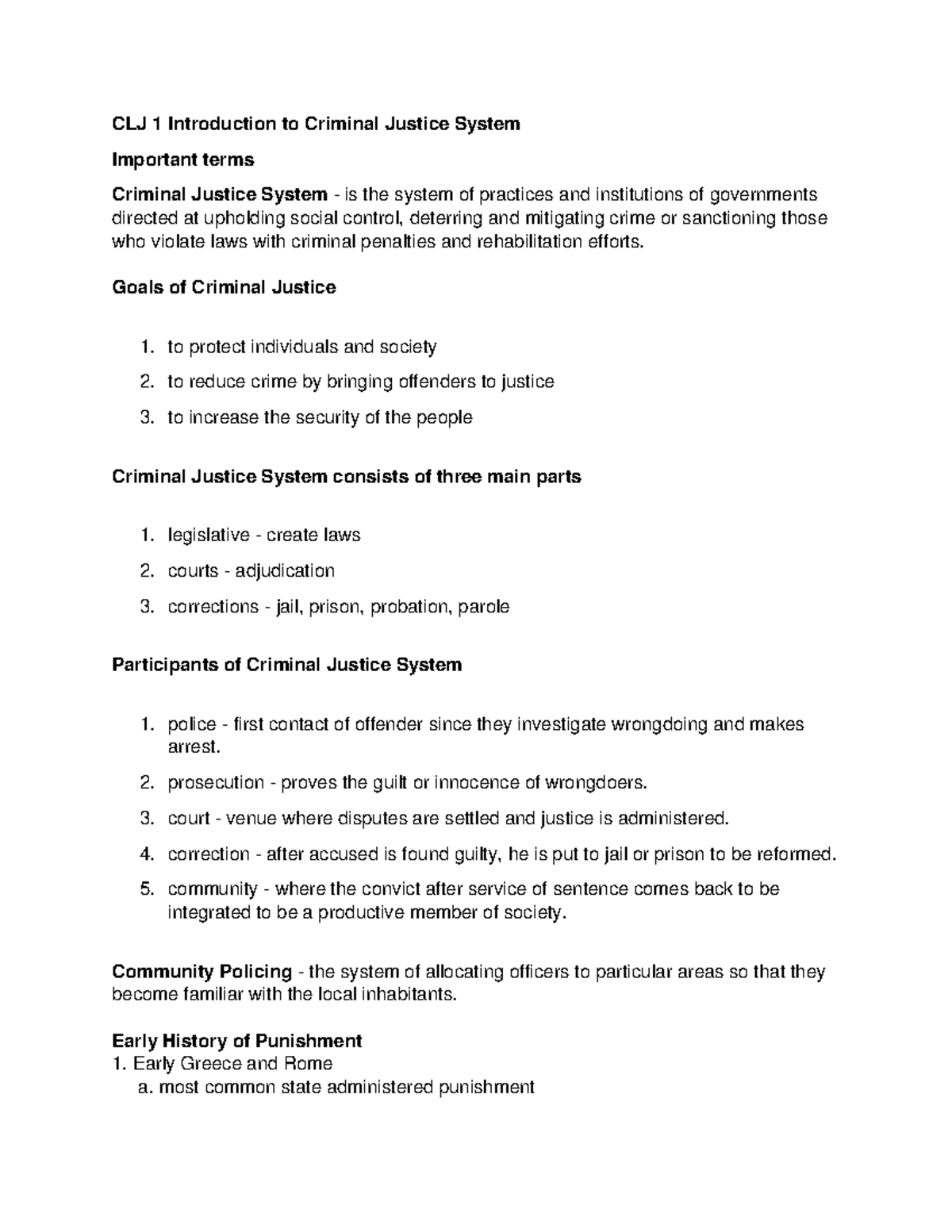 CLJ 1 Important Terms and Concepts in the Criminal Justice System - Studocu