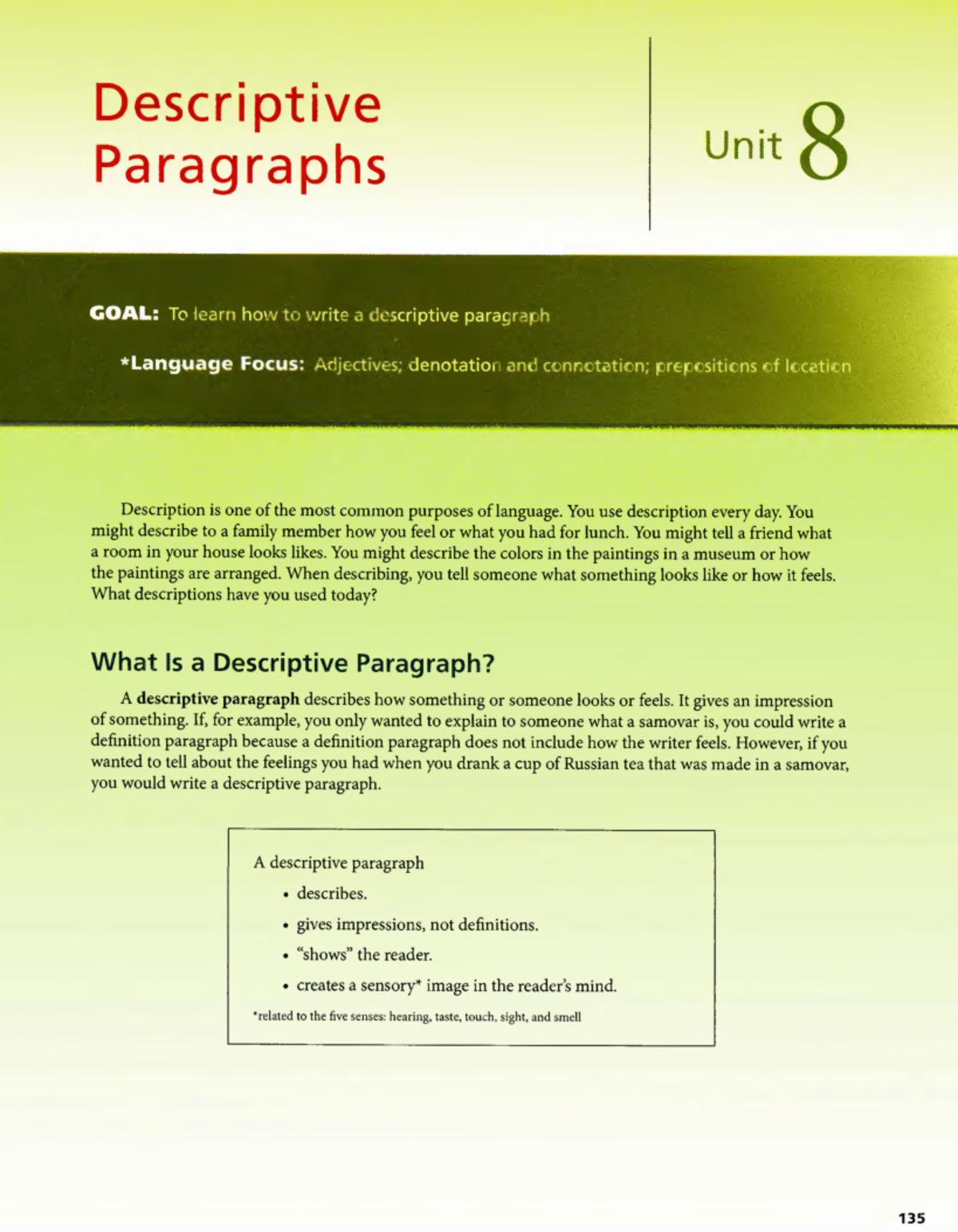 Great Writing 2 Great Paragraphs 3 edition 154 180 - Descriptive Unit ...