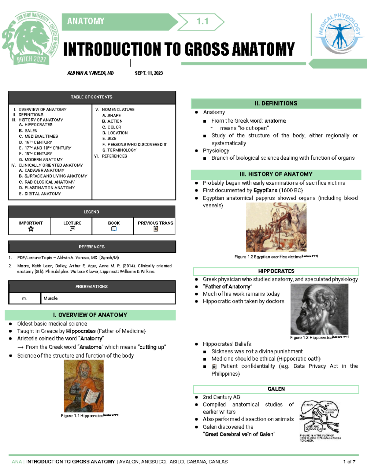 ANAT 1.1.1 - Overview of Gross Anatomy and Its Historical Context - Studocu