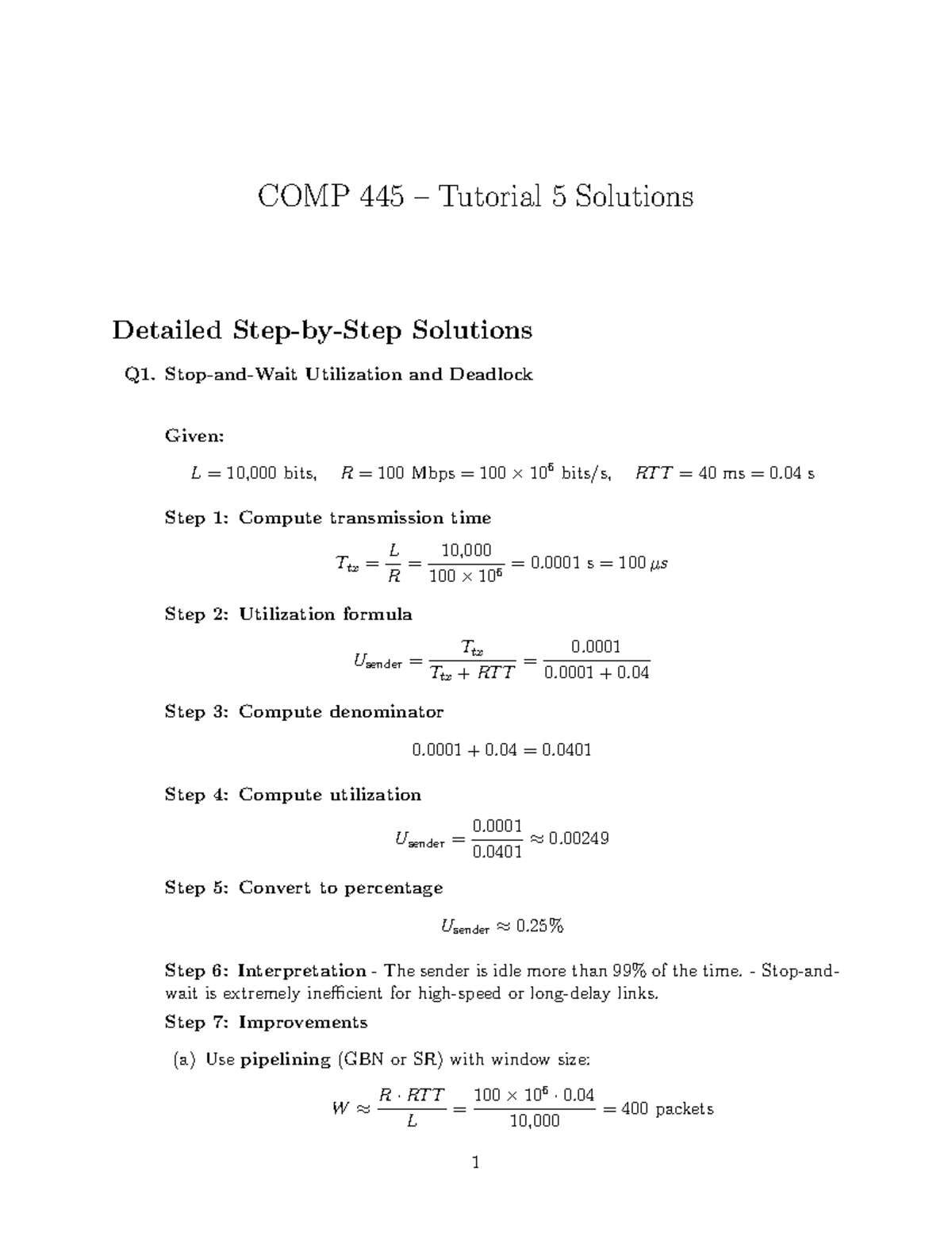 COMP 445 Lab 5 Solutions: Utilization & Deadlock Analysis - Studocu