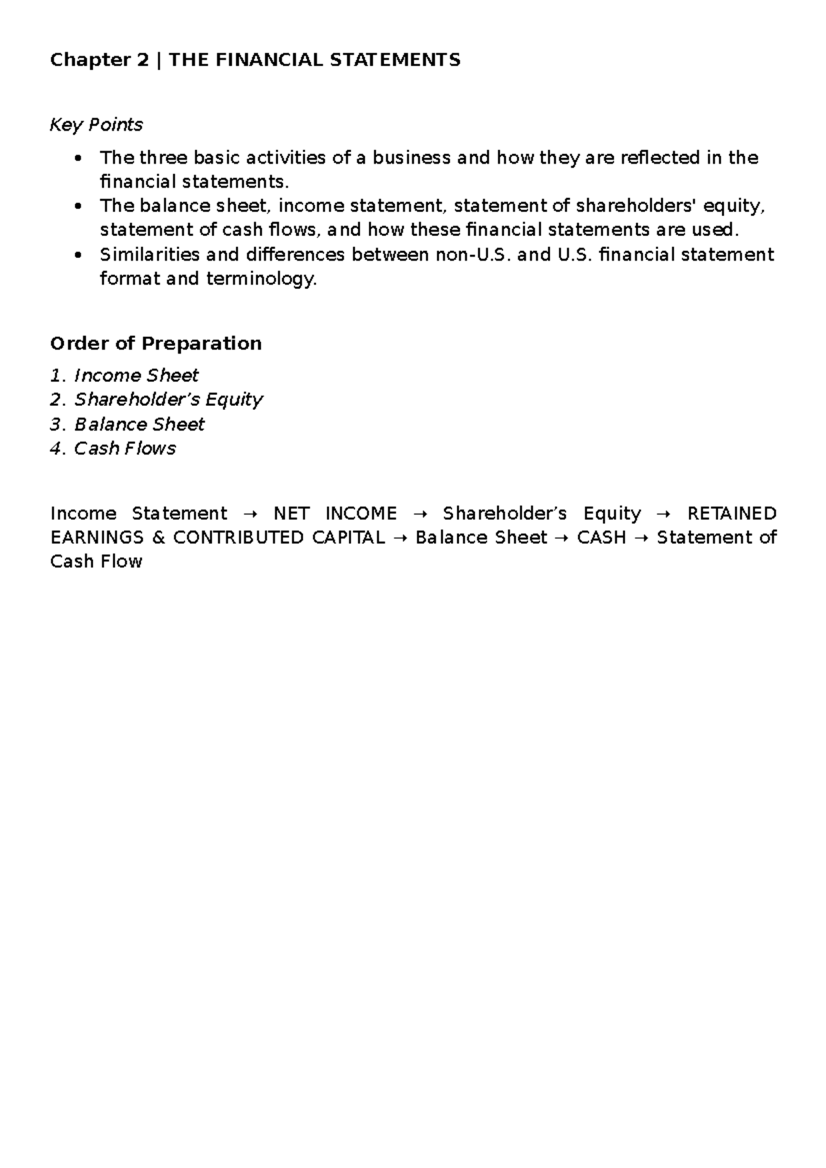 Chapter 2 Notes: Understanding Financial Statements and Equity - Studocu