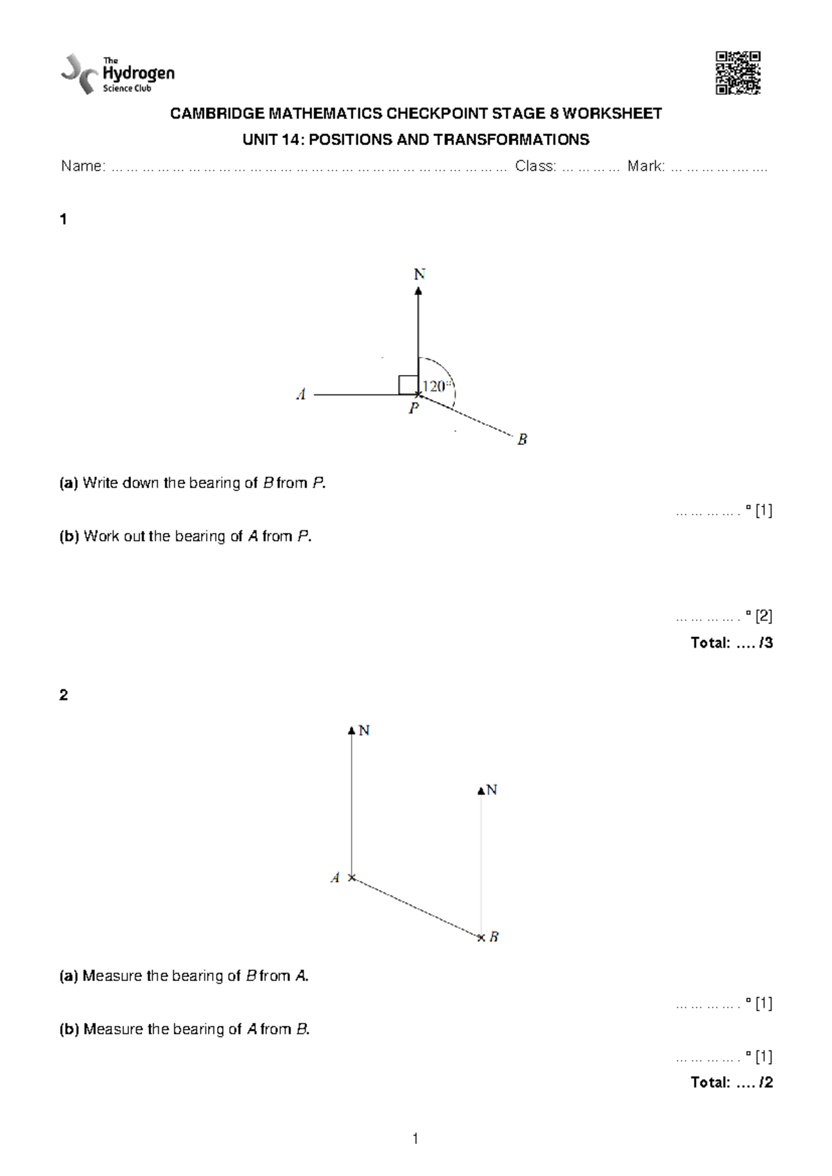 CAMBRIDGE MATHEMATICS CHECKPOINT STAGE 8: UNIT 14 WORKSHEET - Studocu