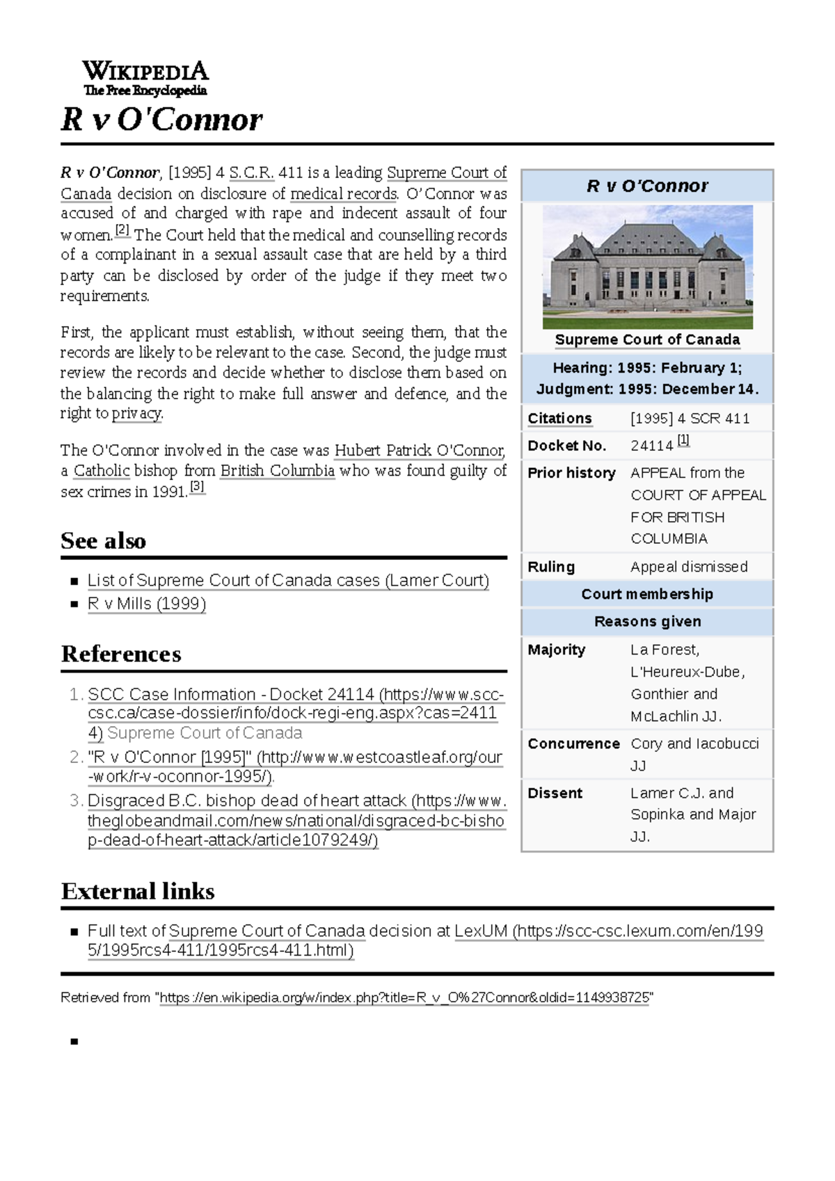 R v R v 4 S.C.R. 411: Supreme Court Decision on Medical Record ...