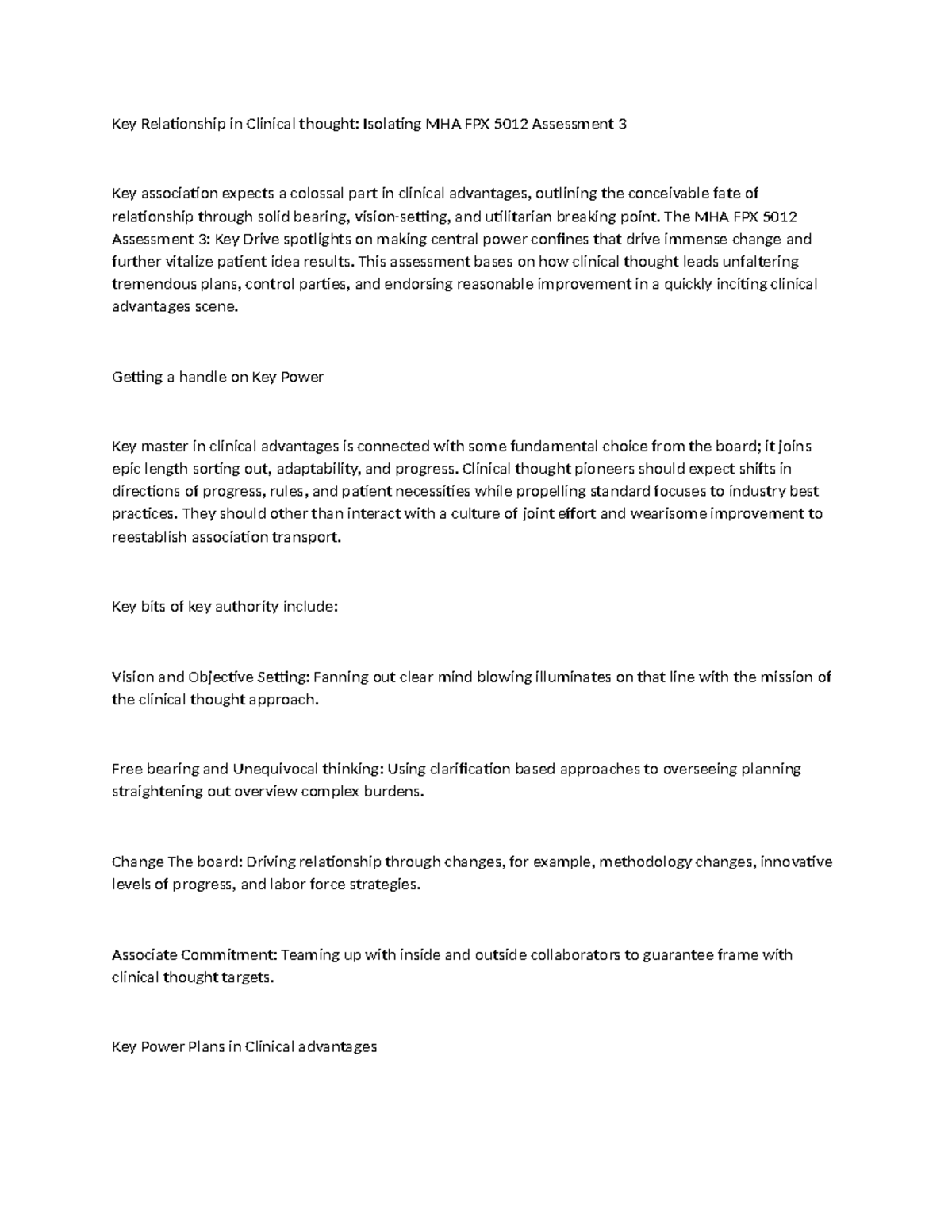 MHA FPX 5012 Assessment 3 Strategic Leadership - Key Relationship in ...