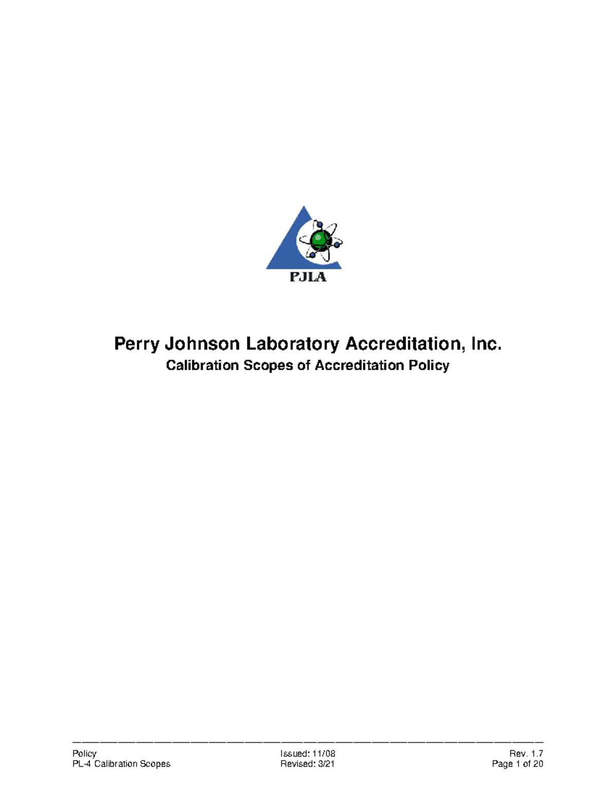 Calibration Scopes of Accreditation Policy - PJLA Guidelines and ...