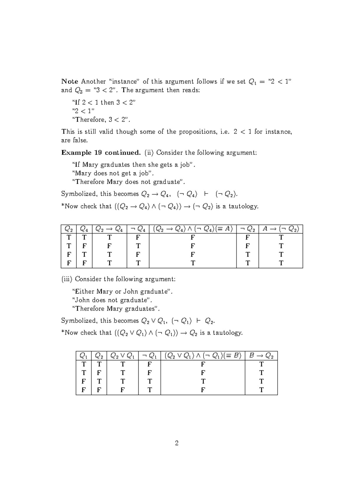 Mathematics Solutions Notes 3a: Validity of Logical Arguments - Studocu