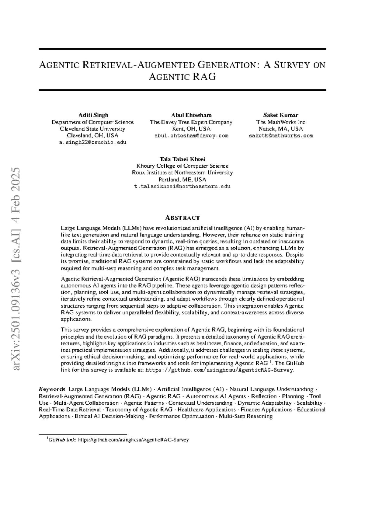 Agentic RAG: A Comprehensive Survey on Dynamic Retrieval and Generation ...