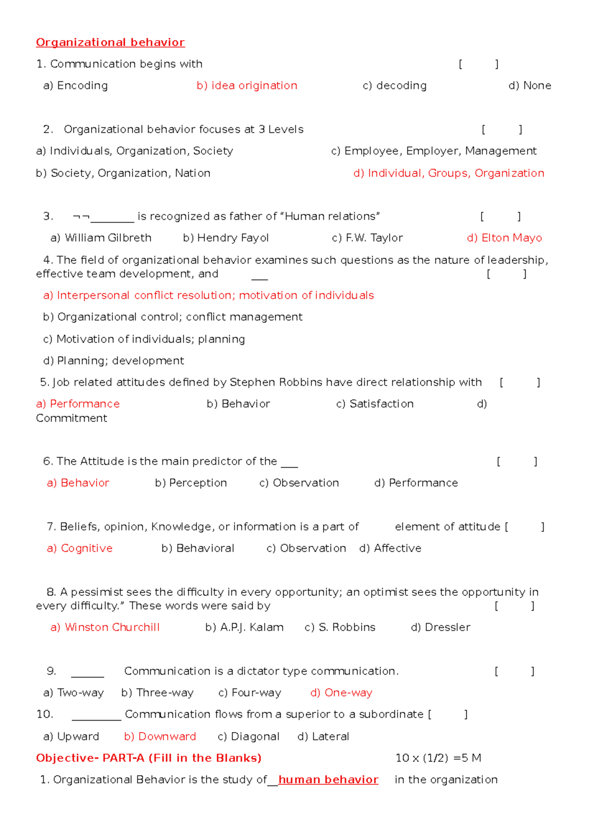 Organizational Behavior Midterm Study Guide (OB 101) - Studocu