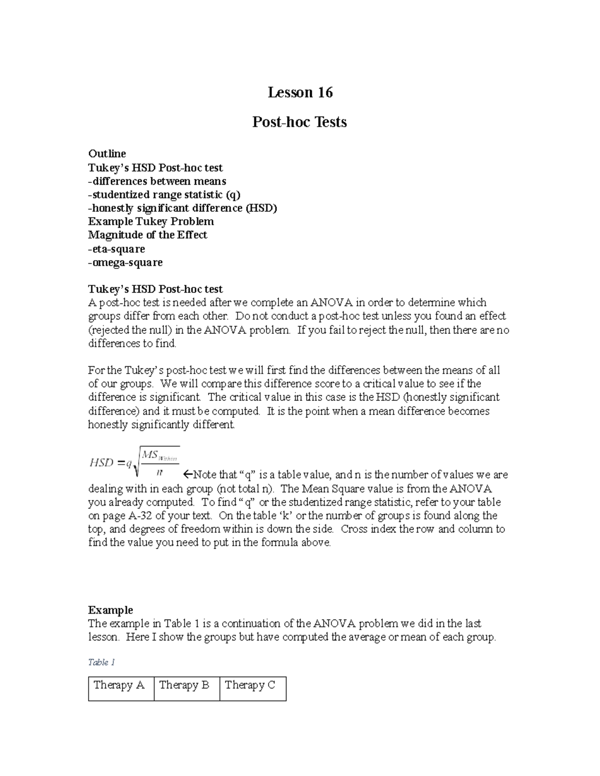 Advanced ANOVA Post-hoc Tests: Tukey’s HSD & Effect Size Measures ...