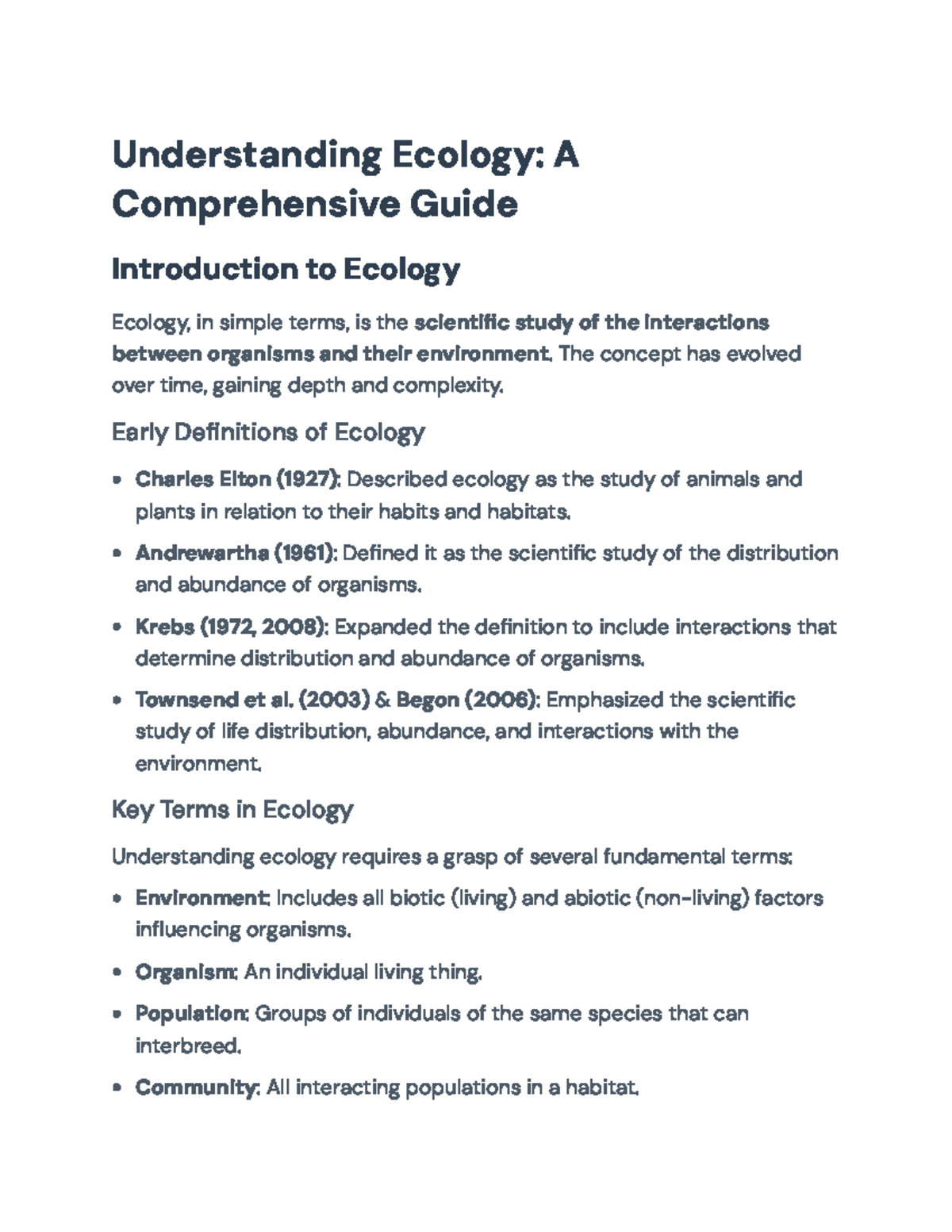 Understanding Ecology: Key Concepts and Interactions in ecosystems ...