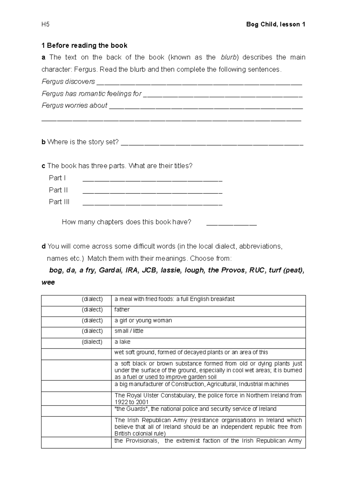 H5 Bog Child (Lesson 1) - Introduction and Background Insights ...