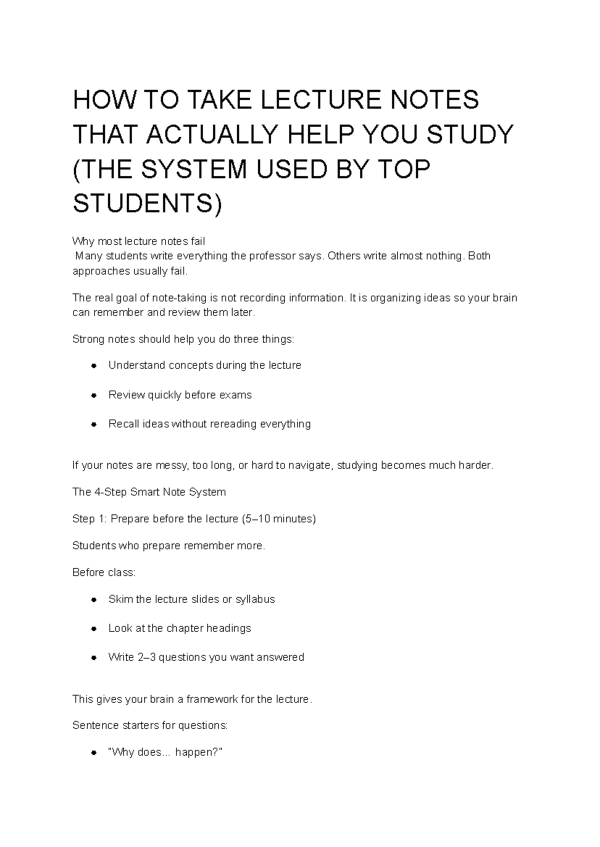 Effective Lecture Note-Taking Strategies for Studoc 2 - Studocu