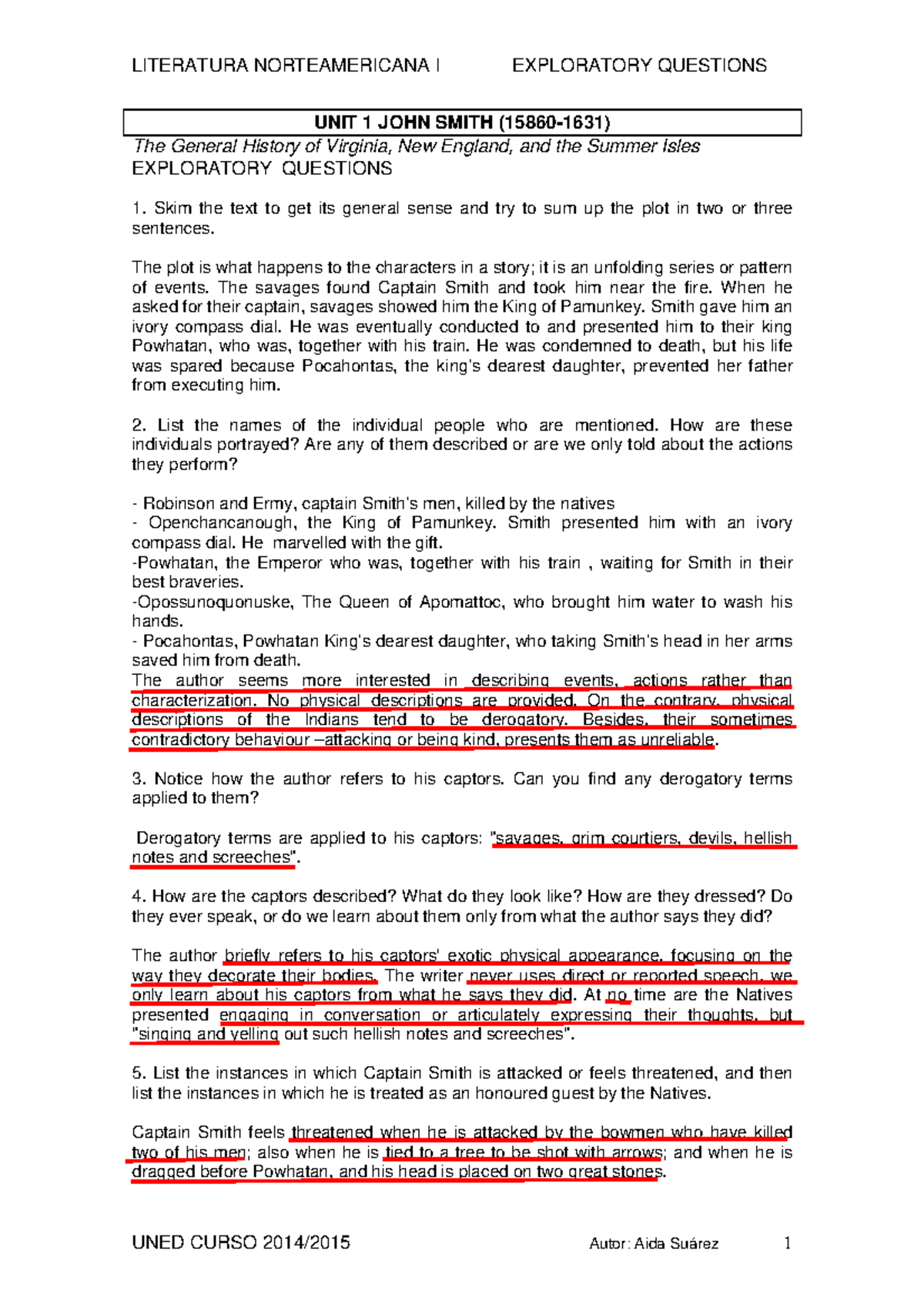 Exploratory Questions on American Literature: Units 1 to 12 Analysis ...