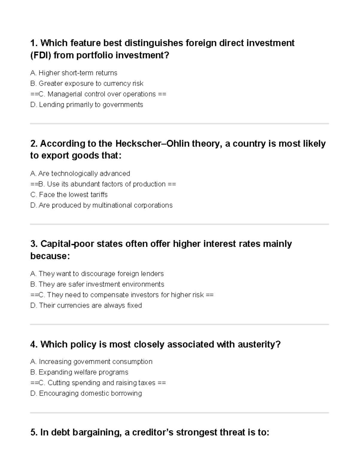 World Politics MCQs Practice for Course Code: POL101 - Studocu