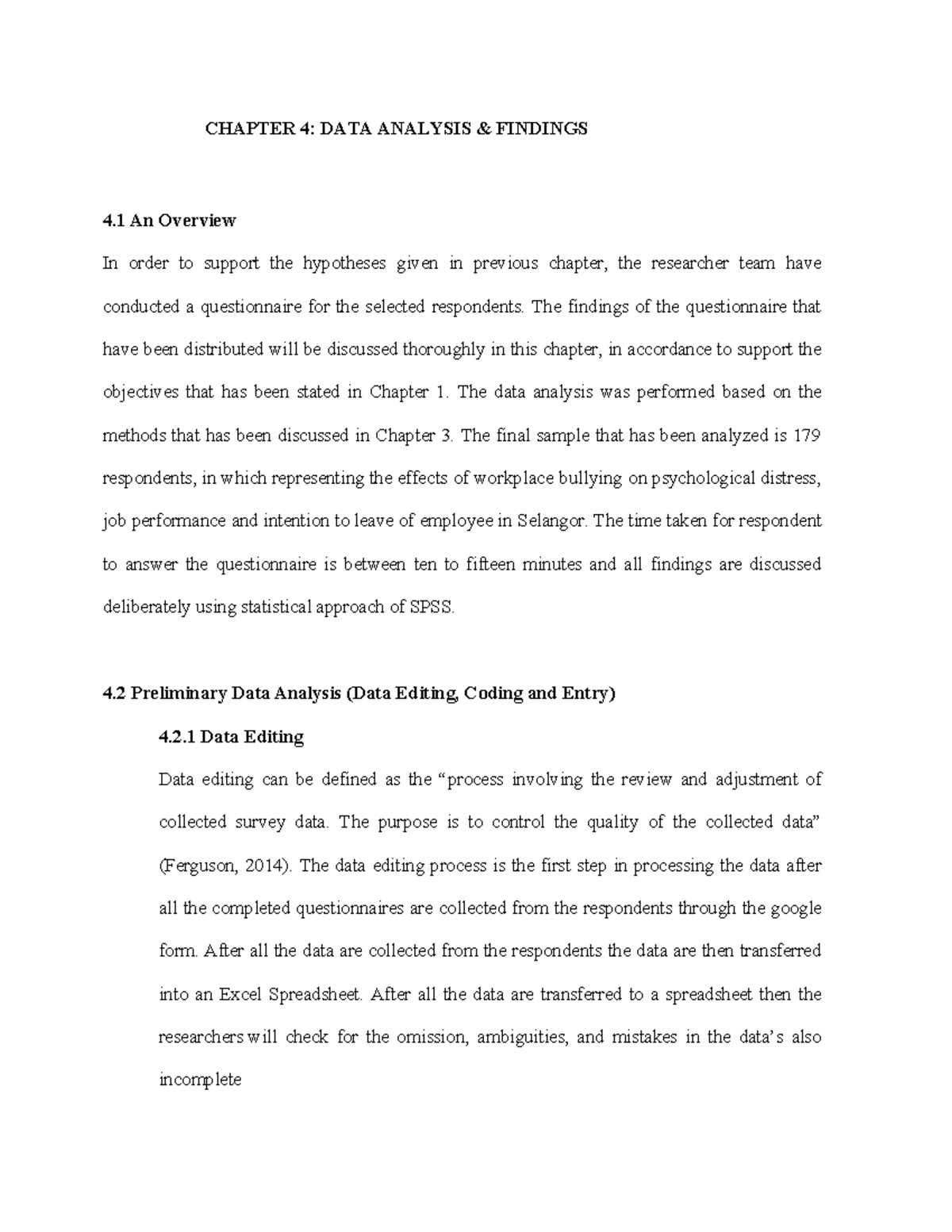 Chapter 4 & 5 FYP - Data Analysis and Findings in Workplace Bullying ...