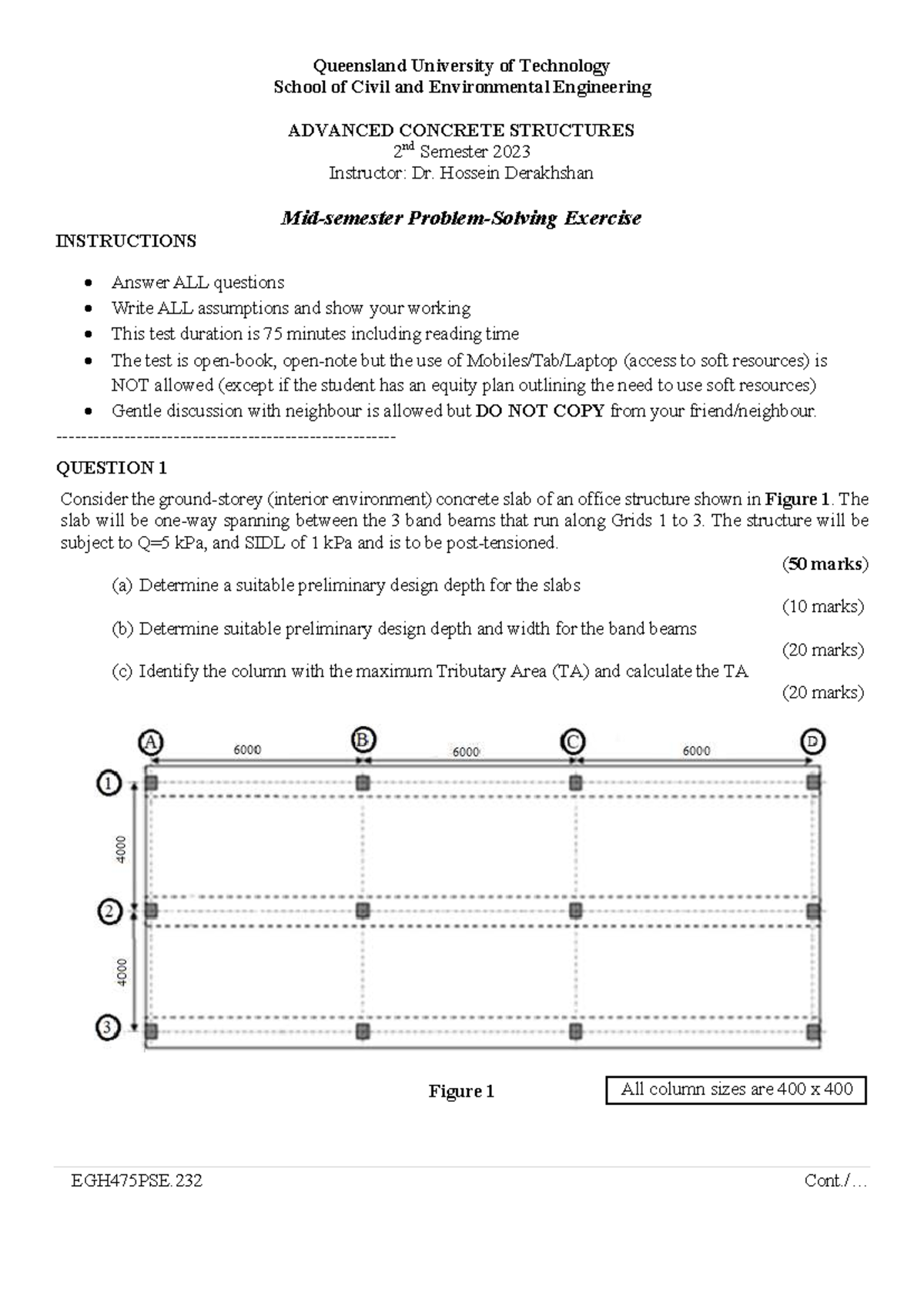 PSE EGH475 Advanced Concrete Structures Sample Questions 2nd Sem 2023 ...
