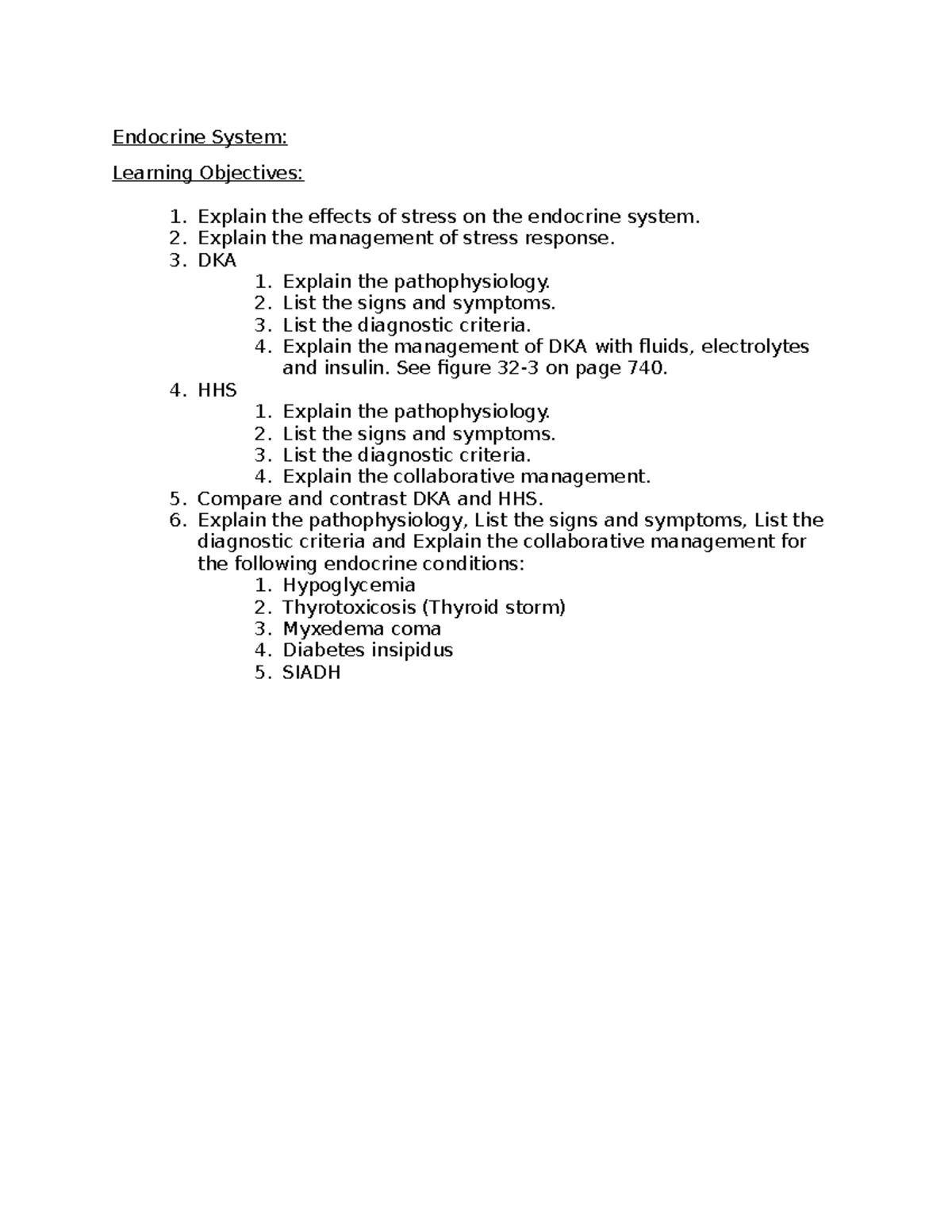 Endocrine System Learning Objectives for Course Code: EDS 101 - Studocu