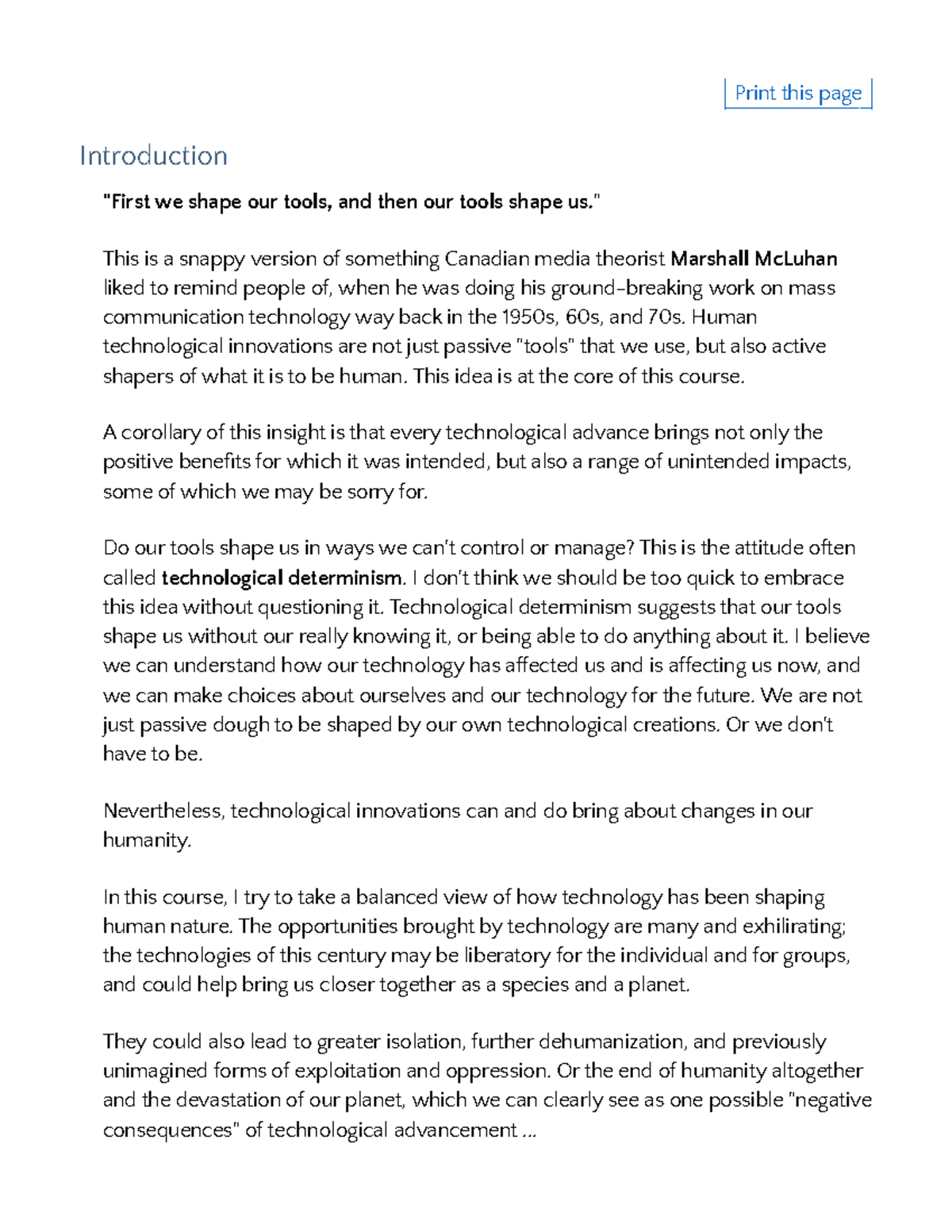 ENG 101 - Lesson 1: The Impact of Technology on Humanity - Studocu