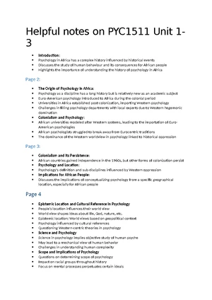 Unit 1 - Understanding the Historical Context of Psychology in Africa ...