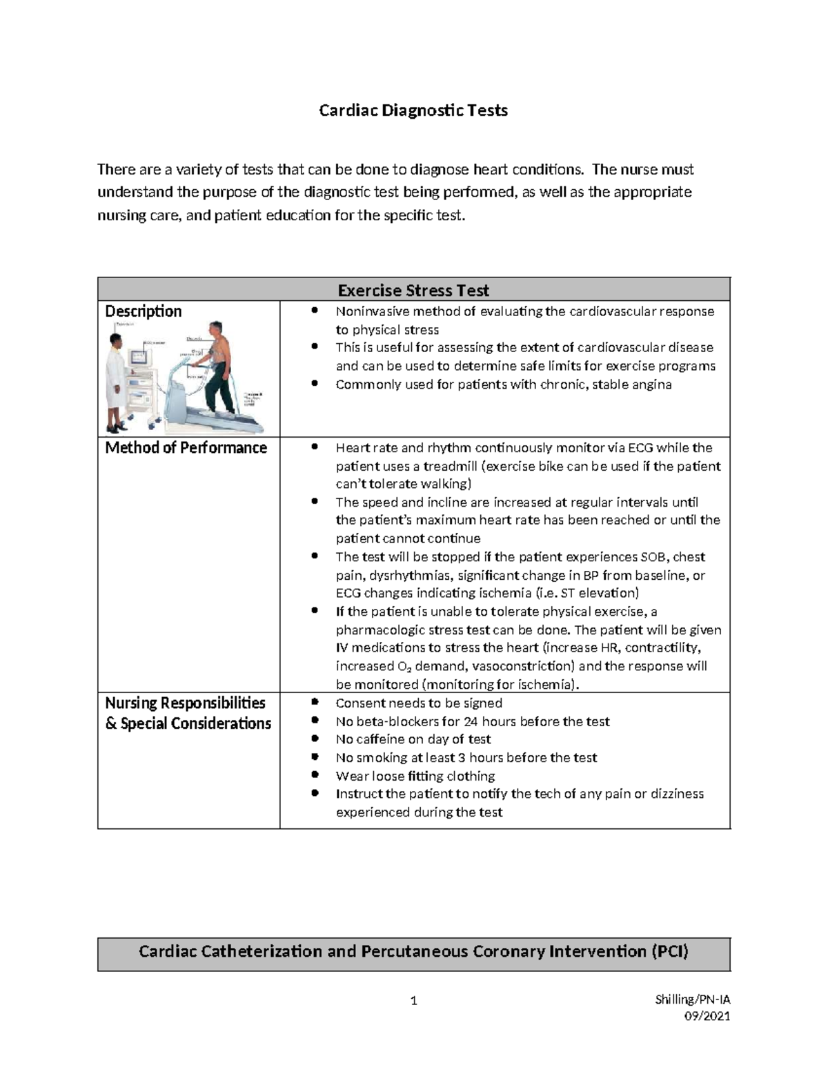Cardiac Diagnostic Tests: Nursing Care & Procedures Overview - Studocu