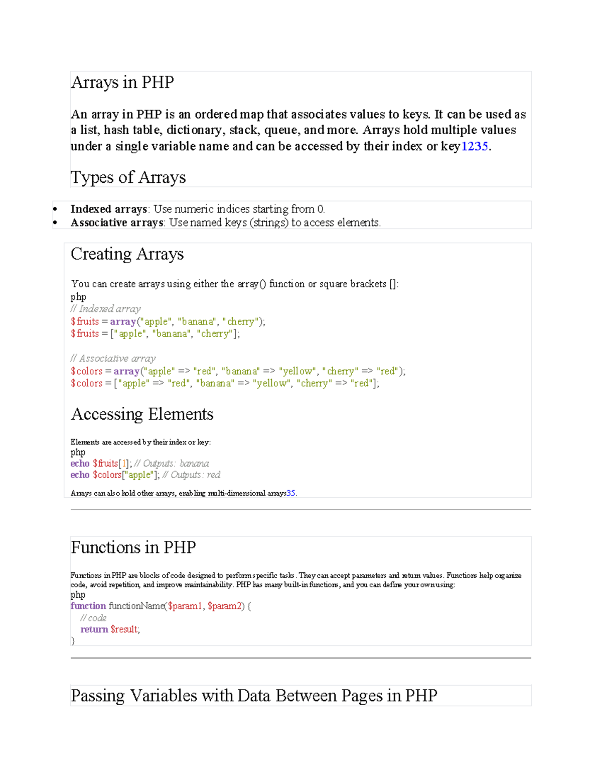 Arrays in PHP - Lecture Notes on Indexed & Associative Arrays - Studocu