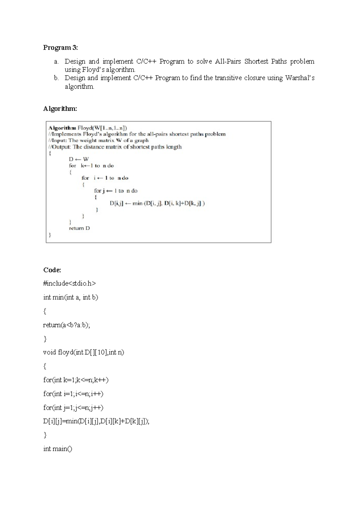 ADA Lab program 3 - Program 3: a. Design and implement C/C++ Program to ...