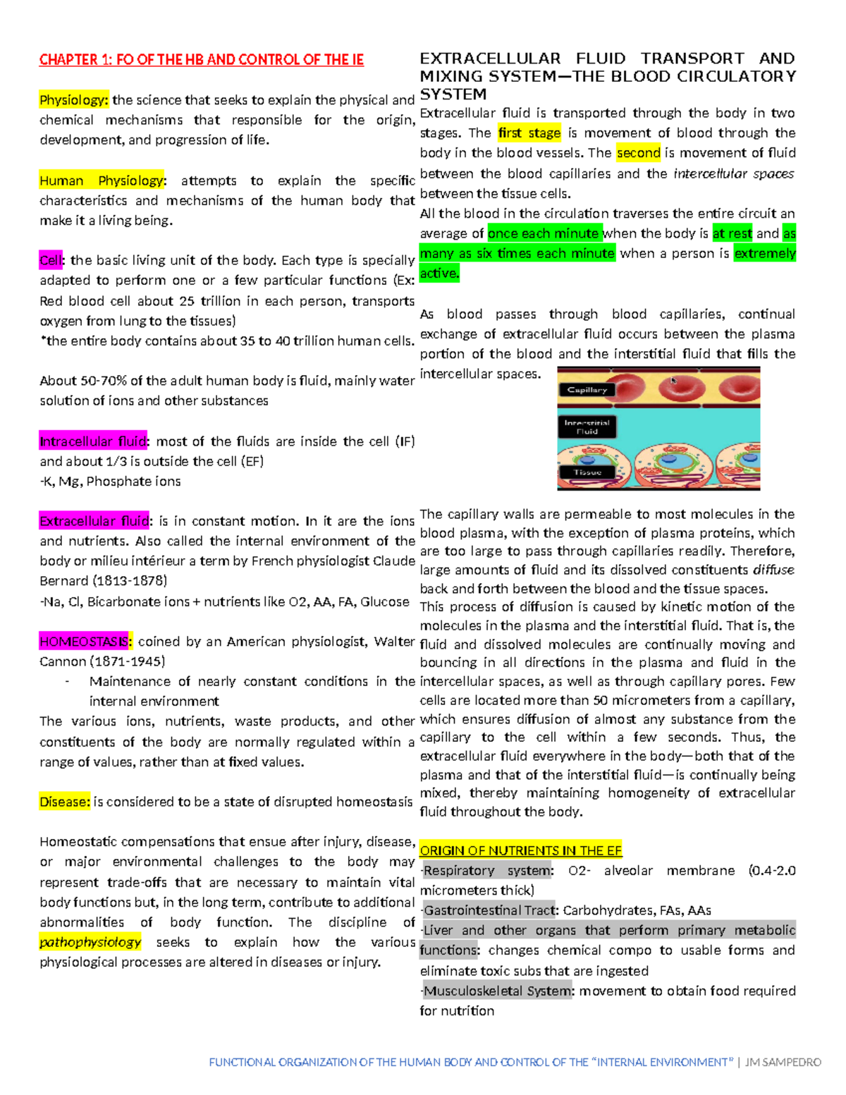Chapter 1 - Summary of Guyton and Hall Medical Physiology Text - Studocu