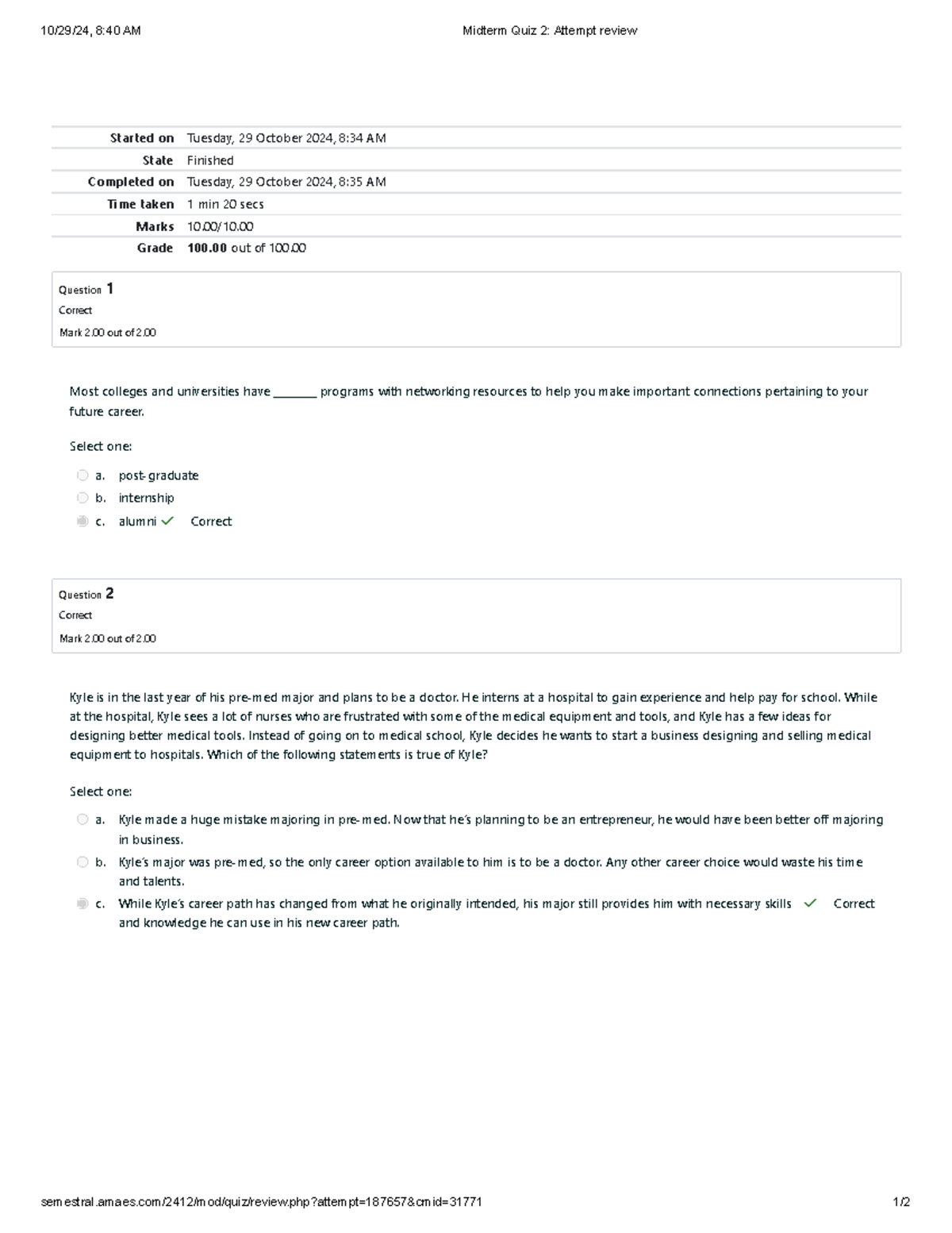 Midterm Quiz 2 Review UGRD-IS6397: Attempt Analysis & Results - Studocu