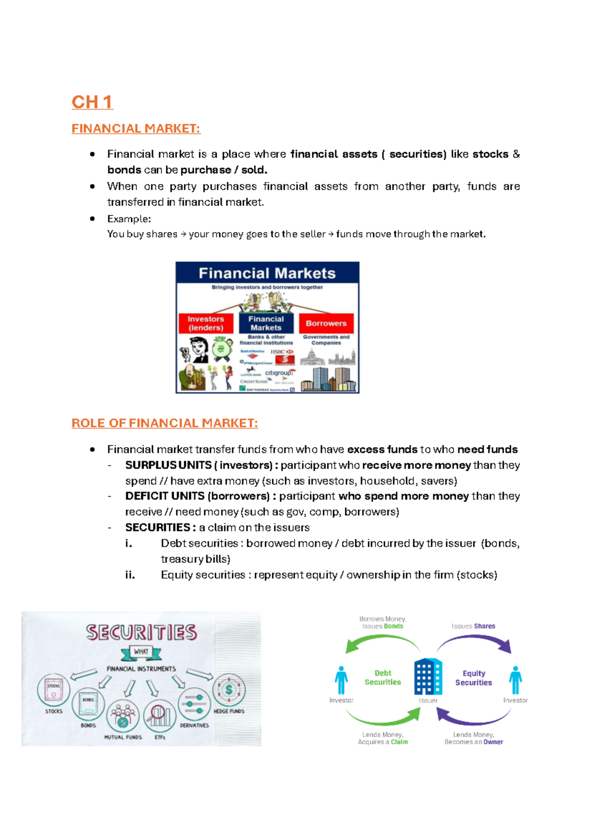 CH 1 FNC - Financial Markets Overview and Key Concepts - Studocu