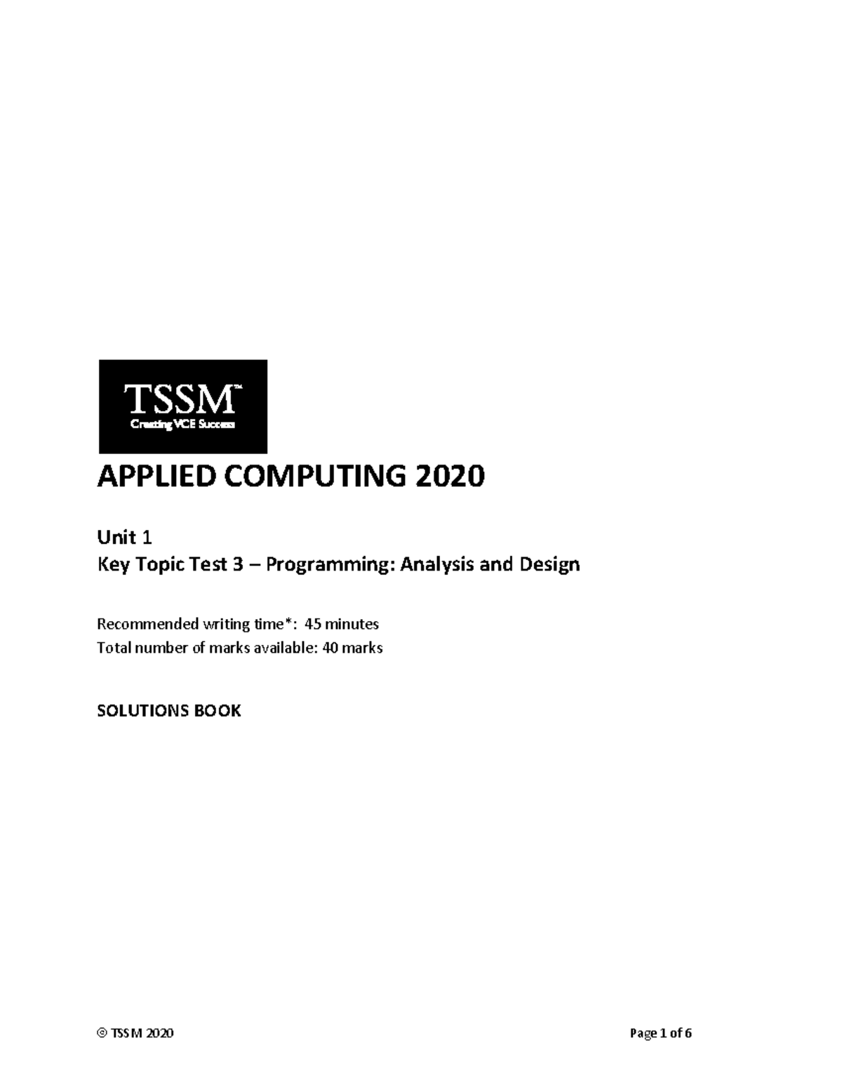 APPLIED COMPUTING 2020 - Key Topic Test 3: Programming - Studocu