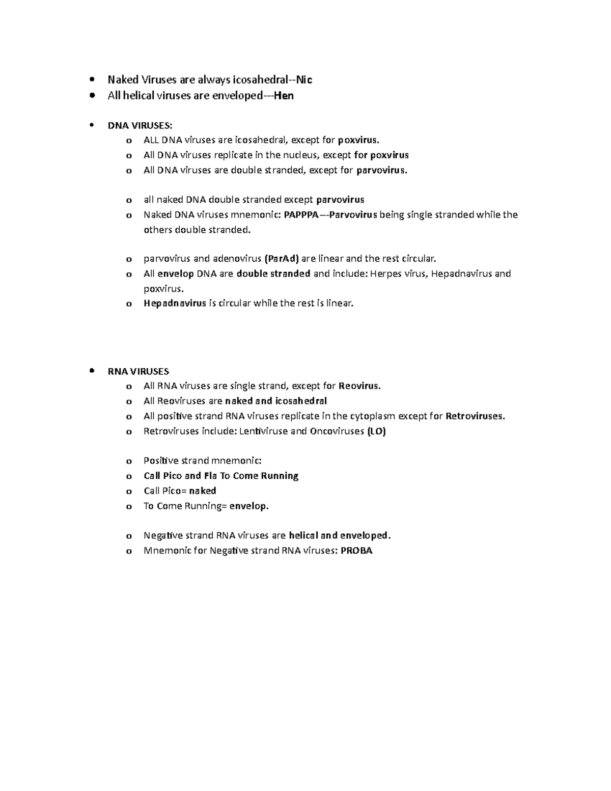 Virology Study Notes: Key Concepts on DNA & RNA Viruses - Studocu